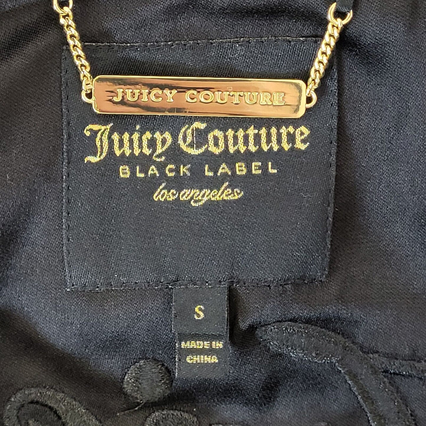 Juicy Couture Tracksuit Track Jacket Black Gold Full Zip Uk S EU 36 G162