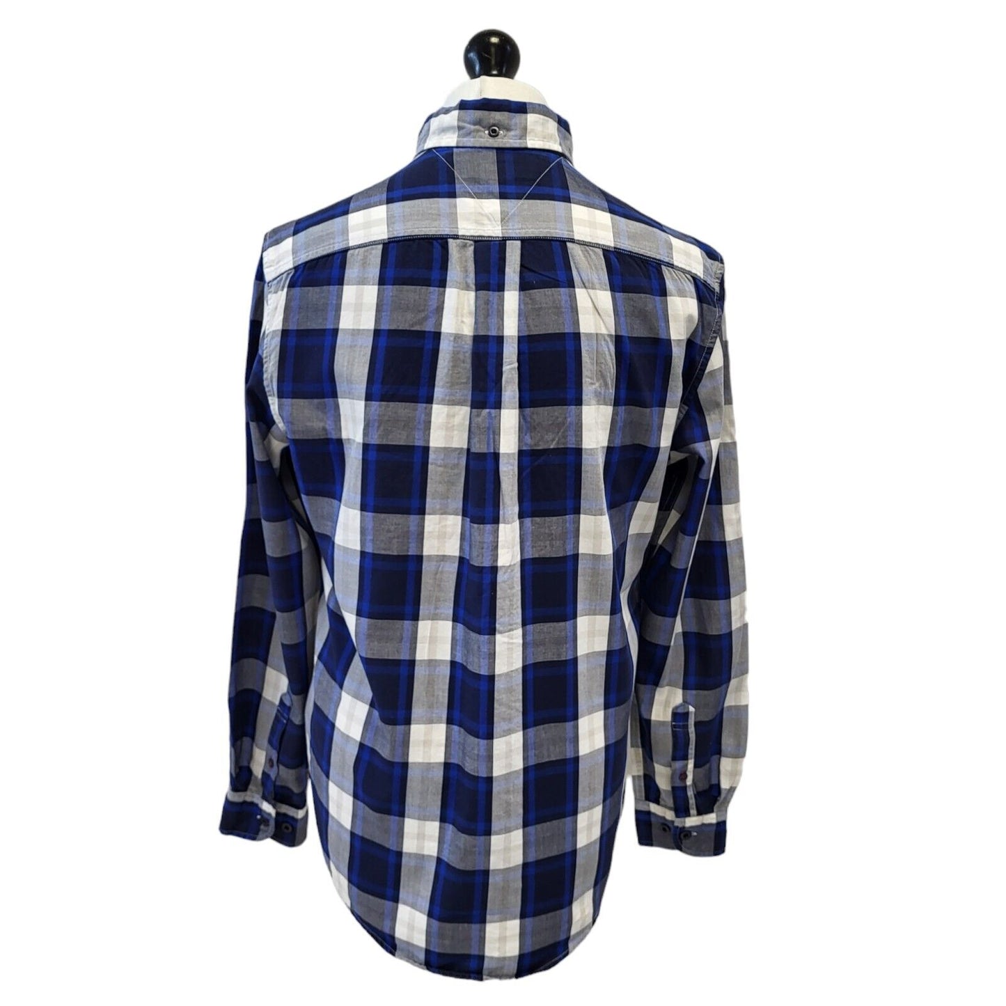 Tommy Hilfiger Blue White Check Long Sleeve Shirt Uk Men's Medium G590