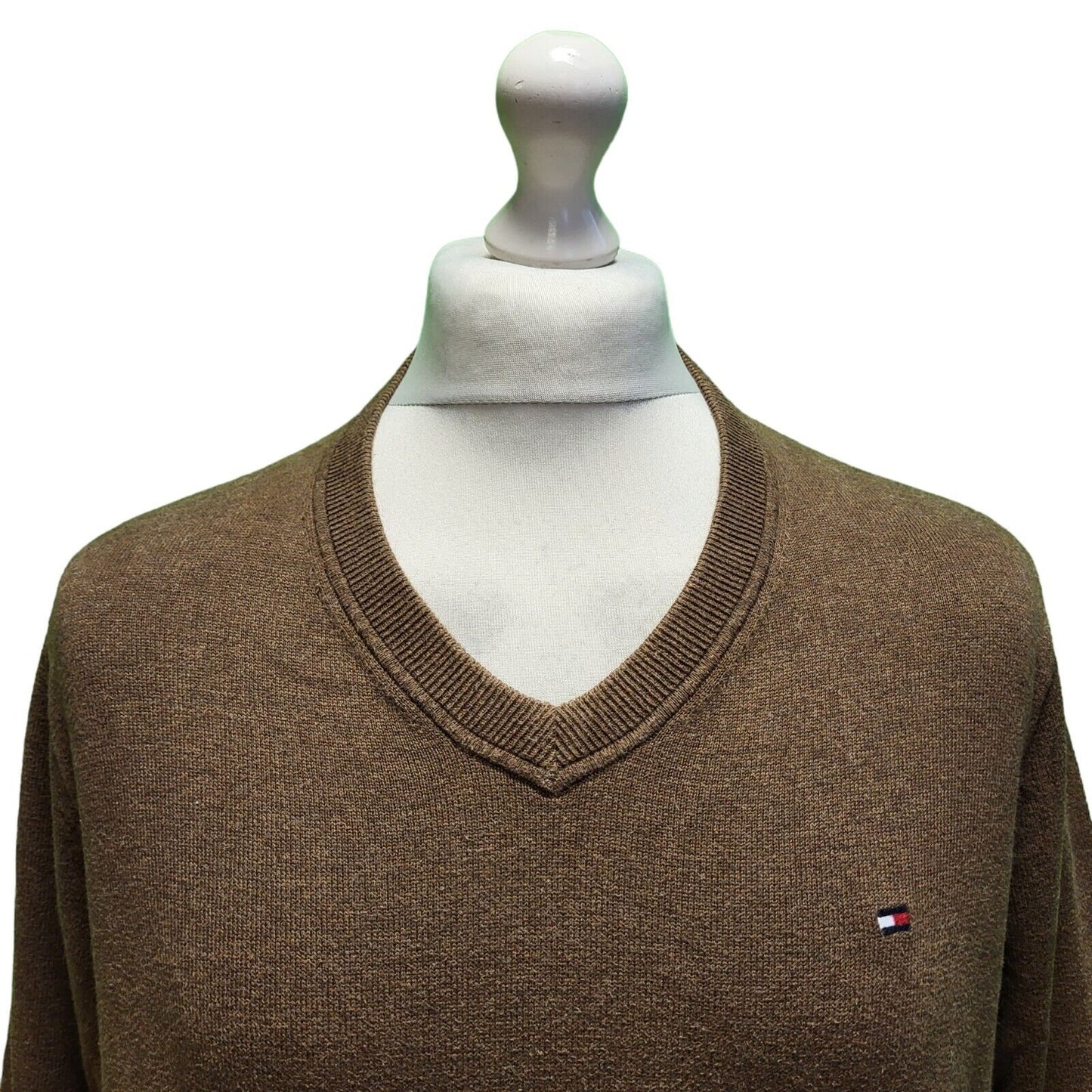 Tommy Hilfiger Brown Pima Cotton Thin Knit L/Sleeve Jumper uk Men's Medium H747
