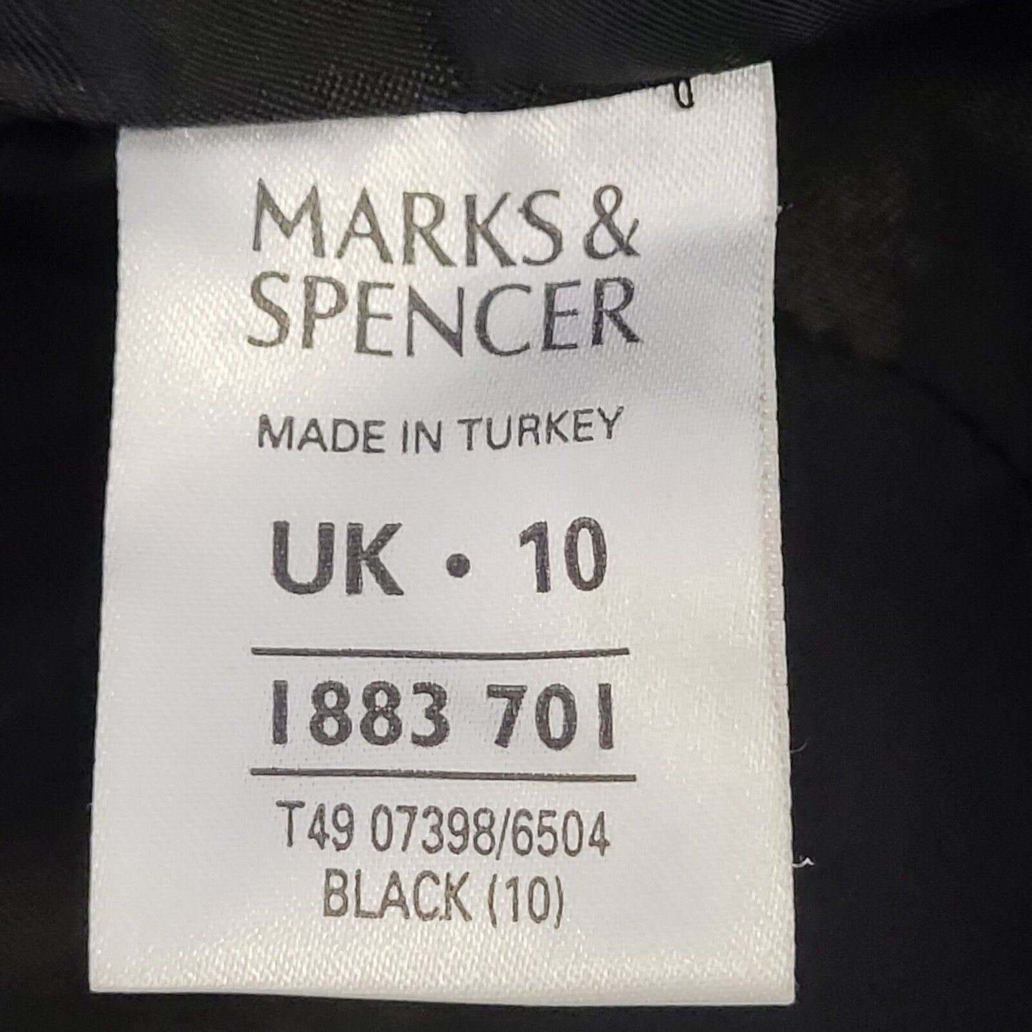 Marks & Spencer Black Zipped Leather Jacket Uk Women's 10 G729