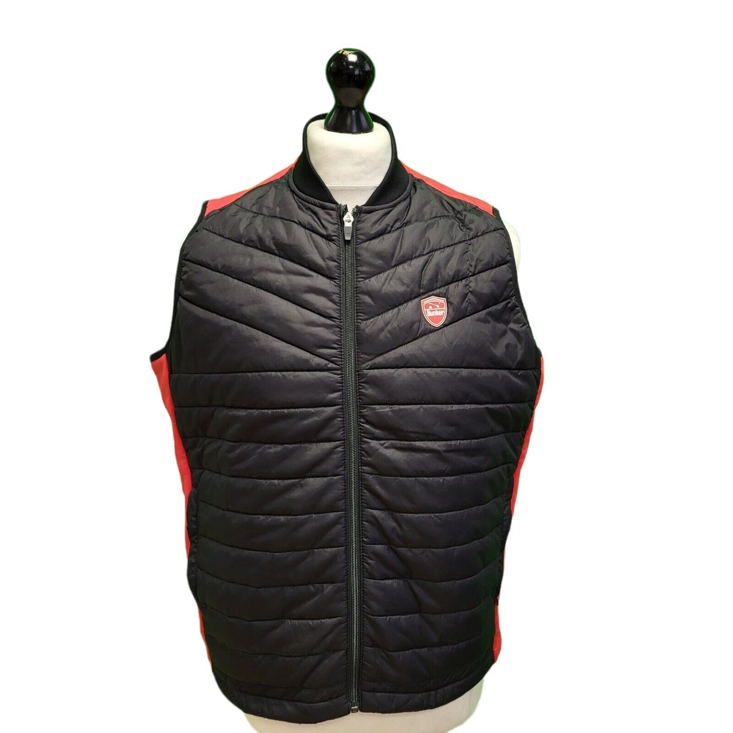 Bunker Mentality Black Red Sleeveless Zipped Body Warmer UK Men's Medium H928