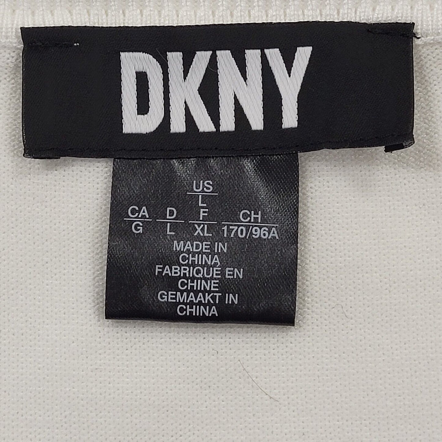 DKNY White Crew Neck Slim Fit Cotton Jumper Uk Men's Large BB280