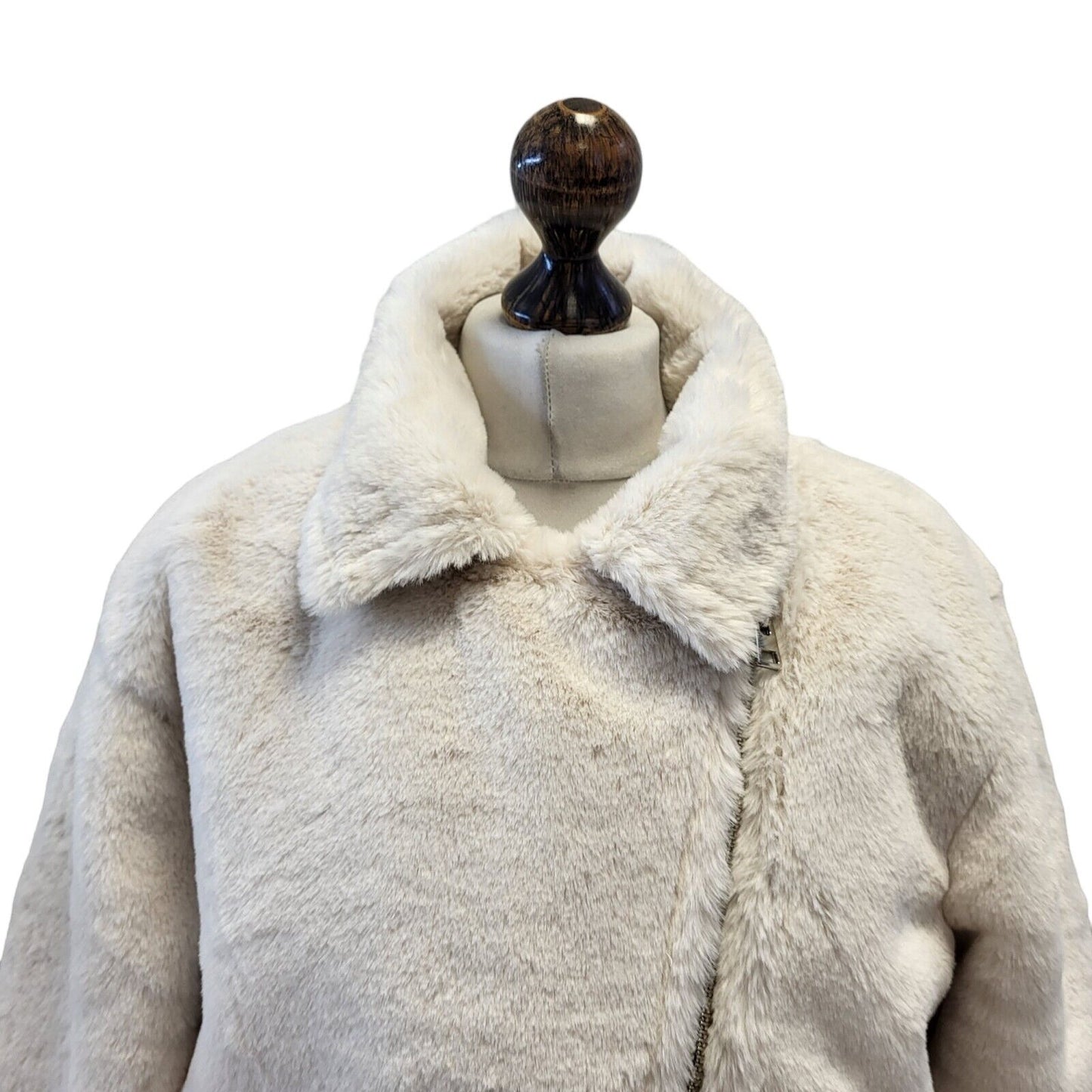 Topshop Faux Fur Cream Full Zip Jacket Womens BNWT UK 12 EU 40 G171