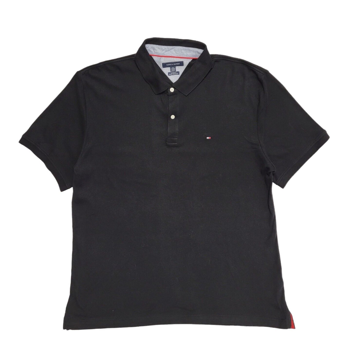 Tommy Hilfiger Black Custom Fit Black Stretch polo T-Shirt Men's UK 2XL H368