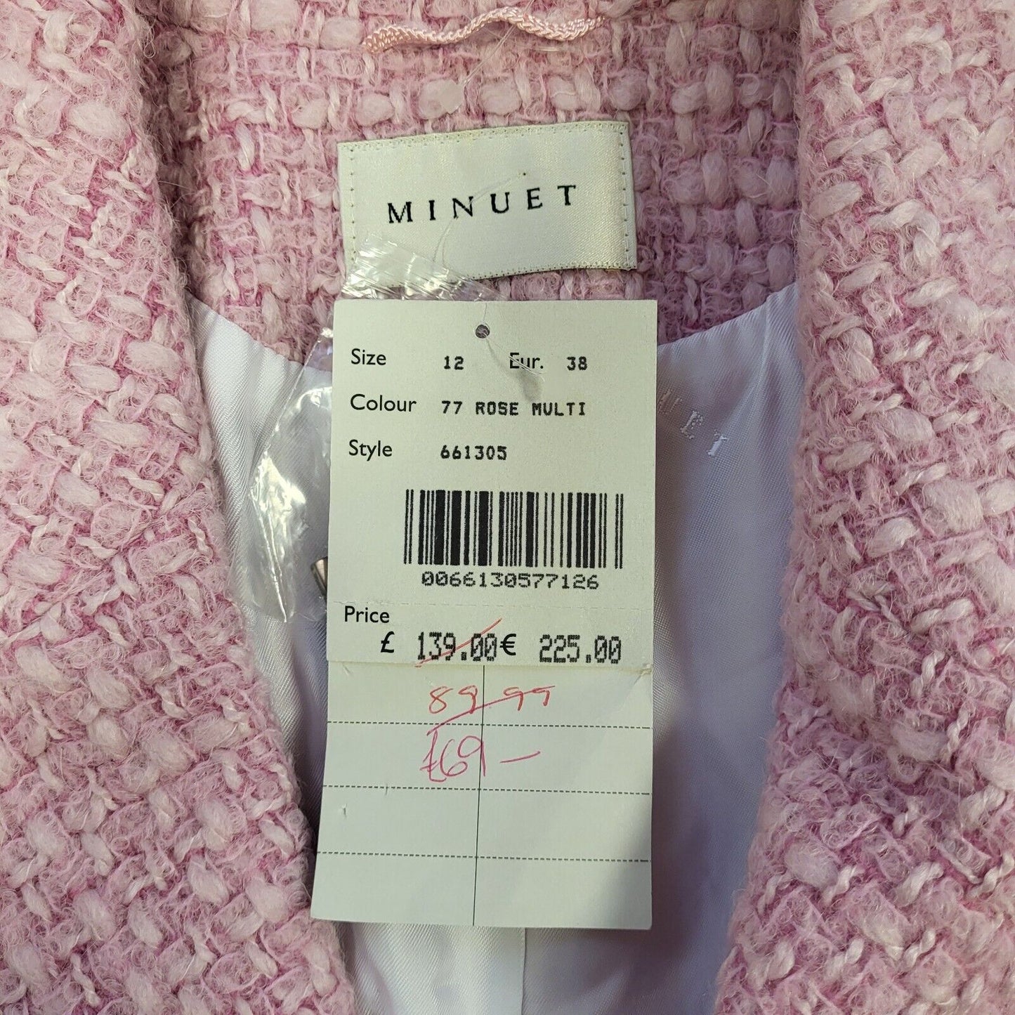 Minuet Pink Wool Blend Skirt (16) Suit Jacket (12) Women's Uk 12 Bnwt BB359