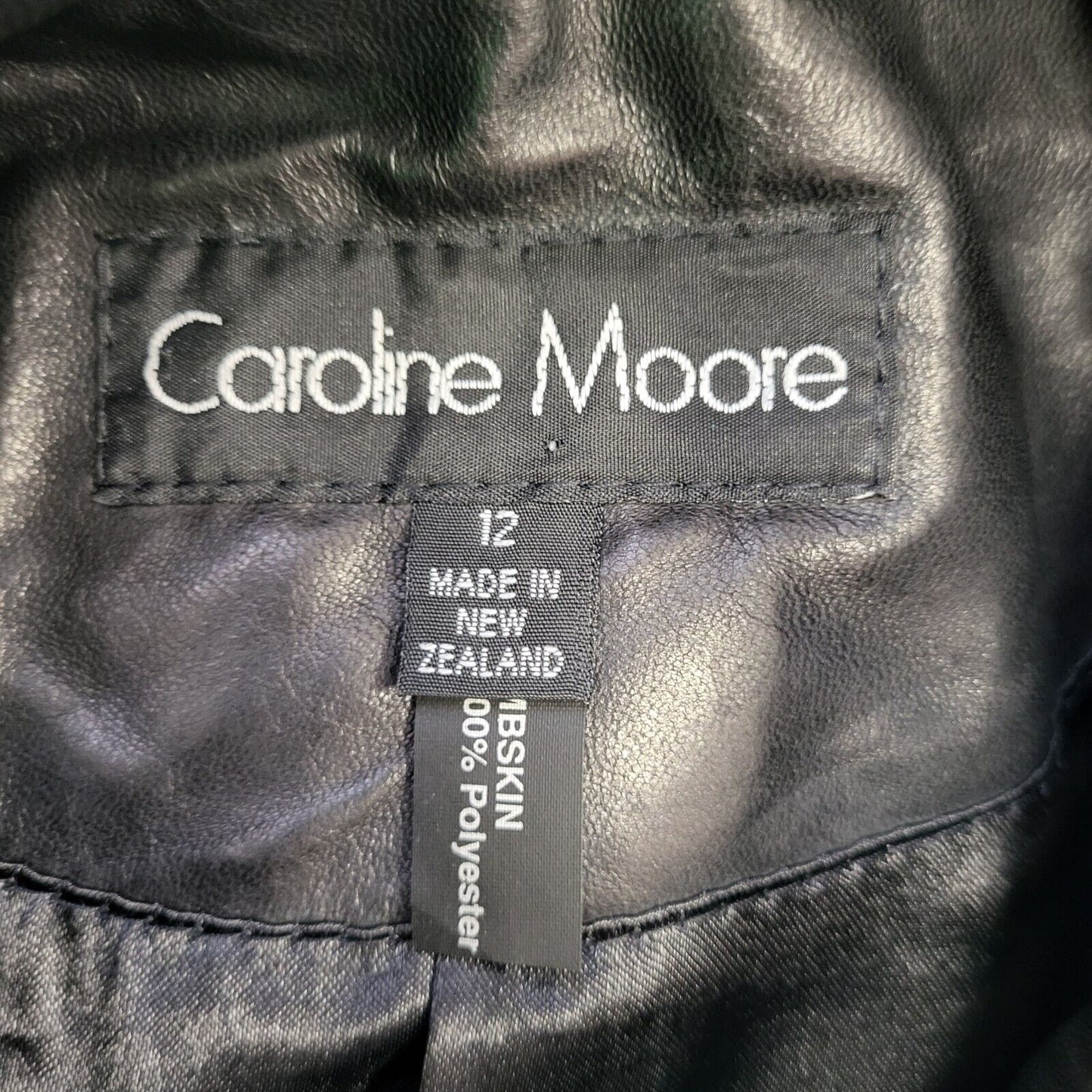 Caroline Moore Green Black Trim Suede Leather Coat Mac Women's uk 12 H390