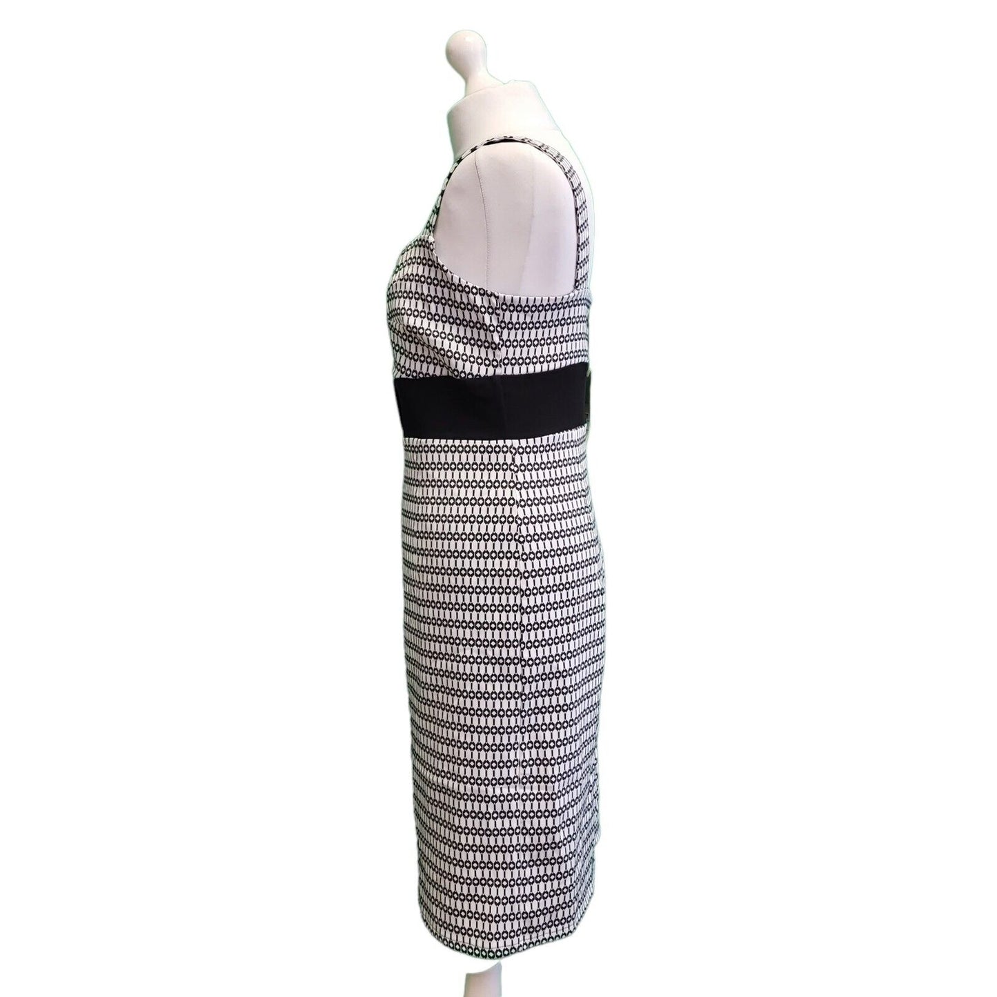 James Lakeland White Black Sleeveless Evening Dress Women's BNWT UK 12 G820