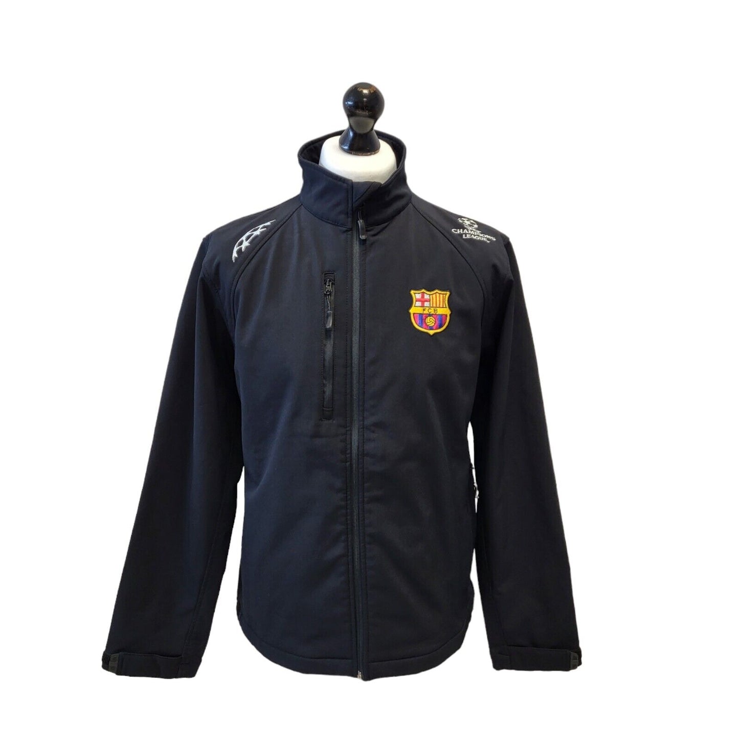 UEFA Barcelona Champions League Jacket Black Full Zip Uk Men's Size Medium G574