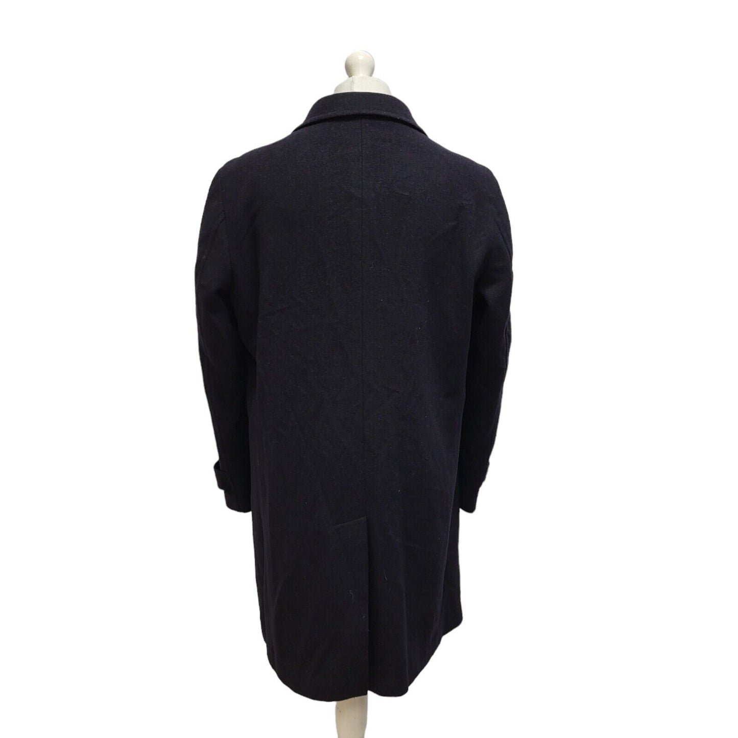 Azzaro Black Button Wool Collared Overcoat Uk Men's Size Medium BB308