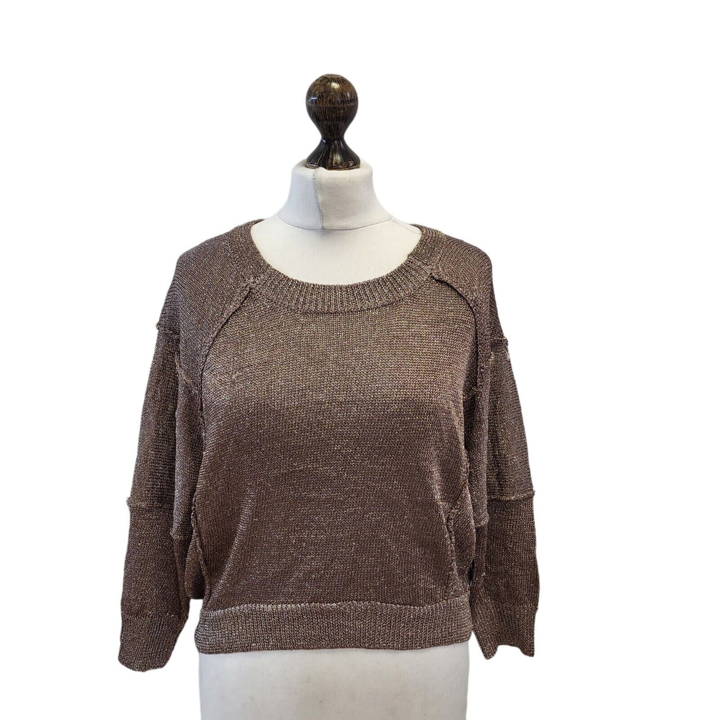 Next Brown Round Neck Jumper Top Uk Women's 12 Eu 40 Bnwt G237