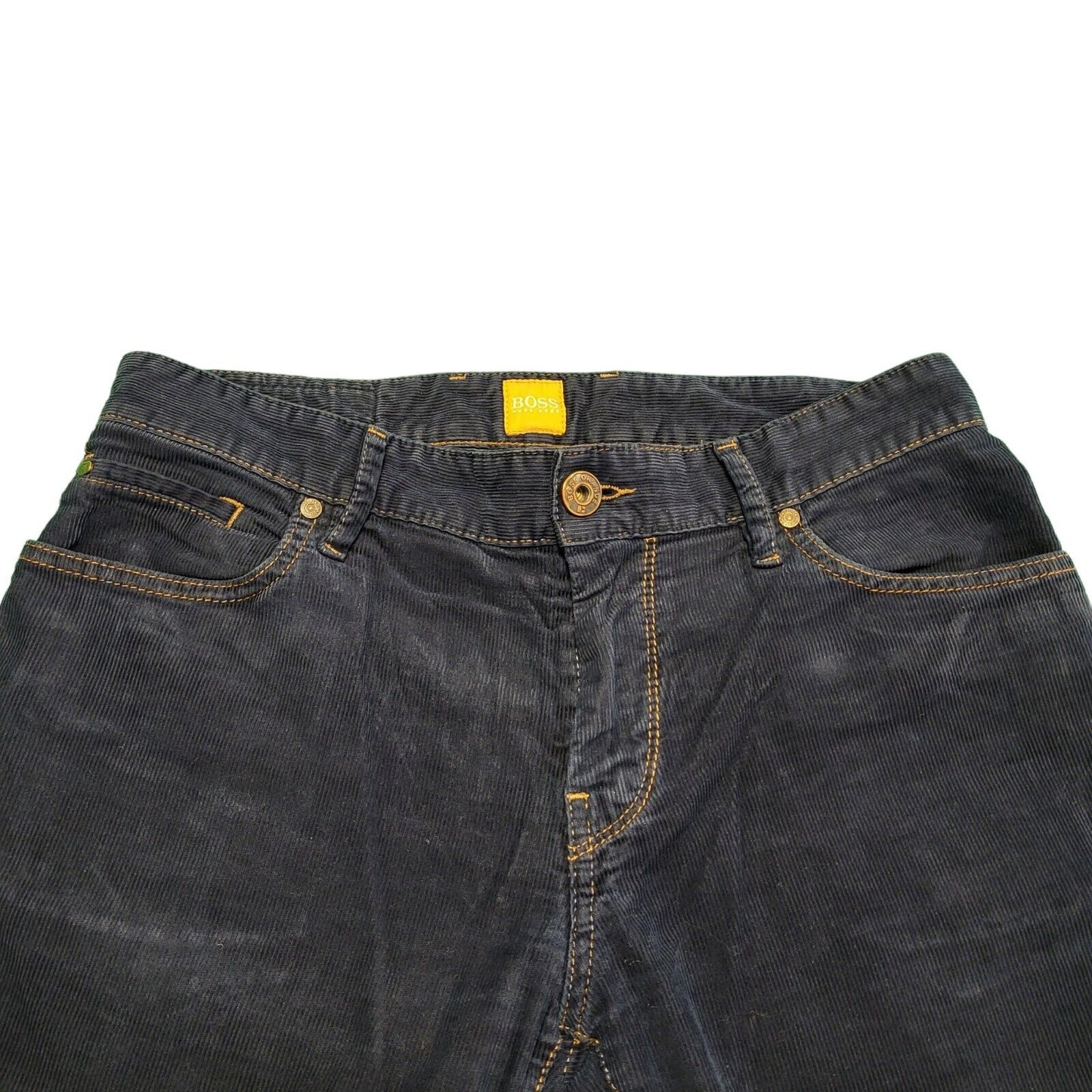 Hugo Boss Blue Slim Straight Corduroy Zip Fly Trousers Men's uk S W31 L32 G840