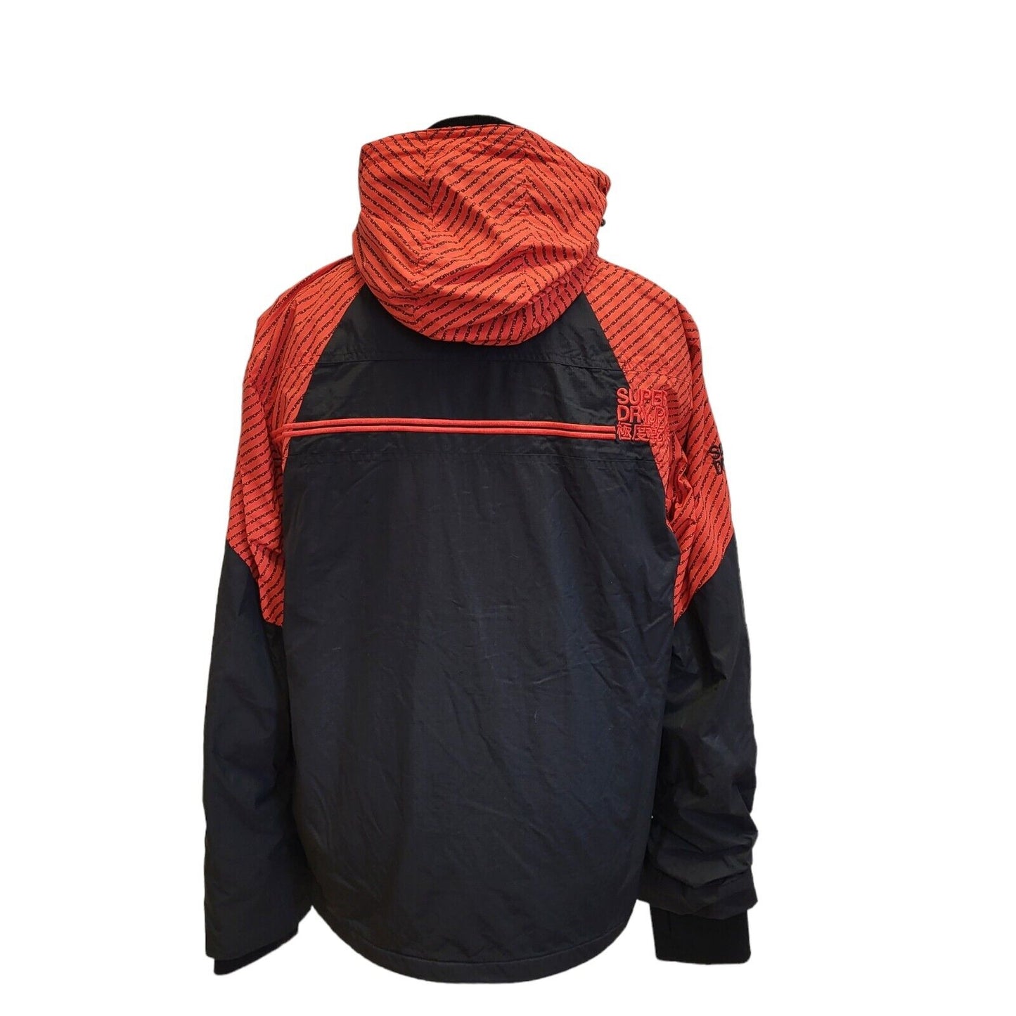 Superdry Wind Cheater Black Red Zipped Hooded Jacket Uk Men's 2XL Eu 60 G39