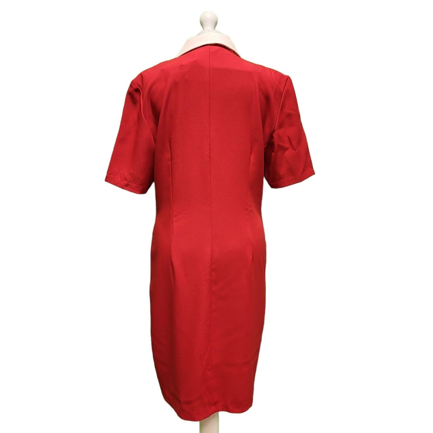 Andrew Stassi Red White Button Double Breasted Dress Women's UK 14 H954