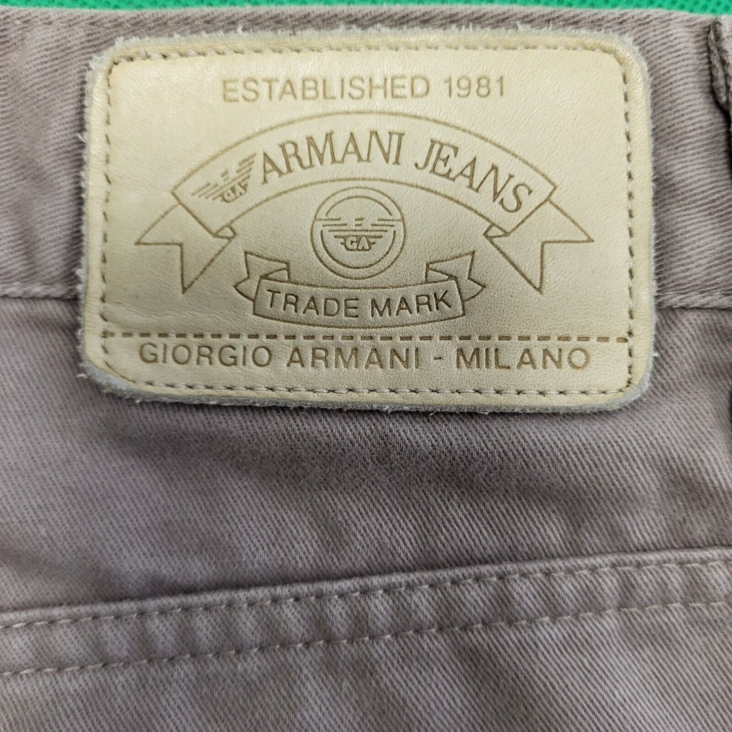 Armani Jeans Beige Straight Leg Cotton Button Fly Trousers Men's S W30 L34 H38
