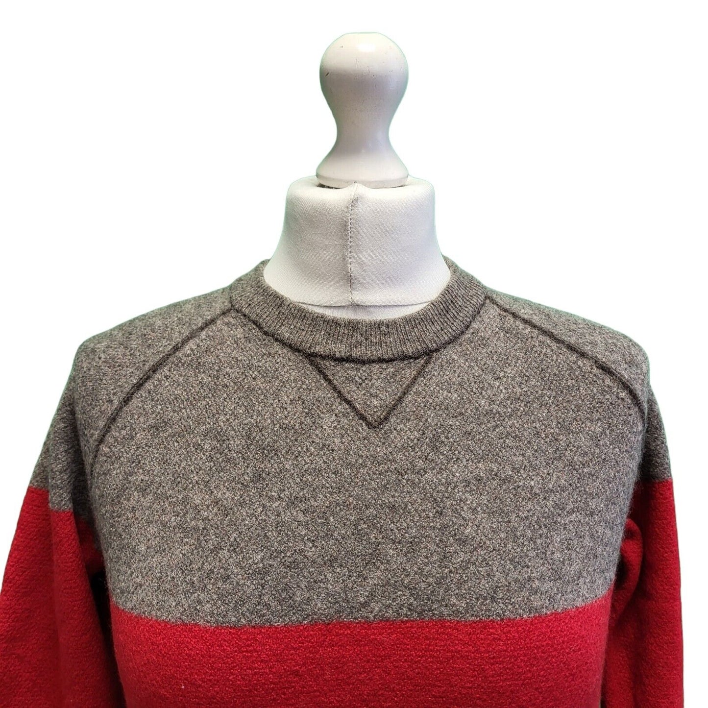 Vintage Tommy Hilfiger Red Grey Blue Wool Jumper Women's Uk 8 S G764