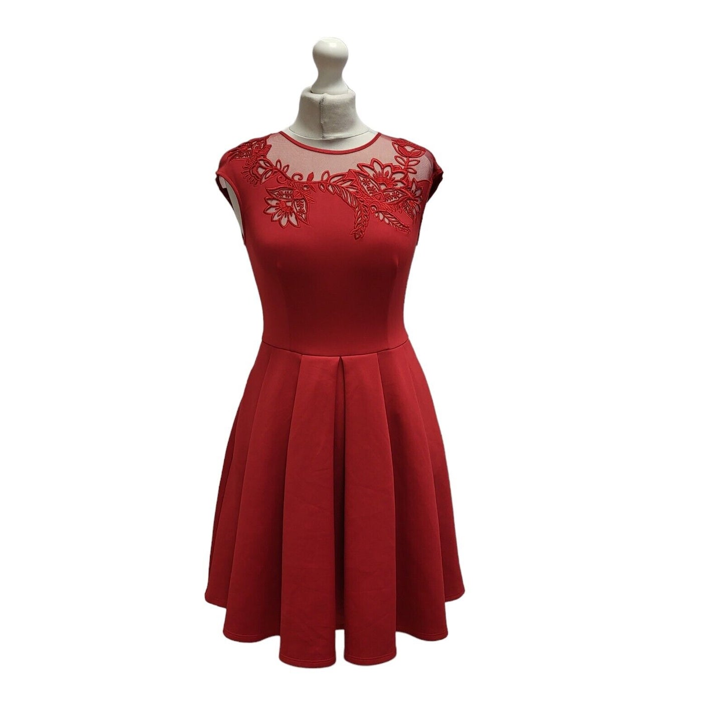 Ted Baker Red Sleeveless Evening A-Line Dress UK Women's Small BB346