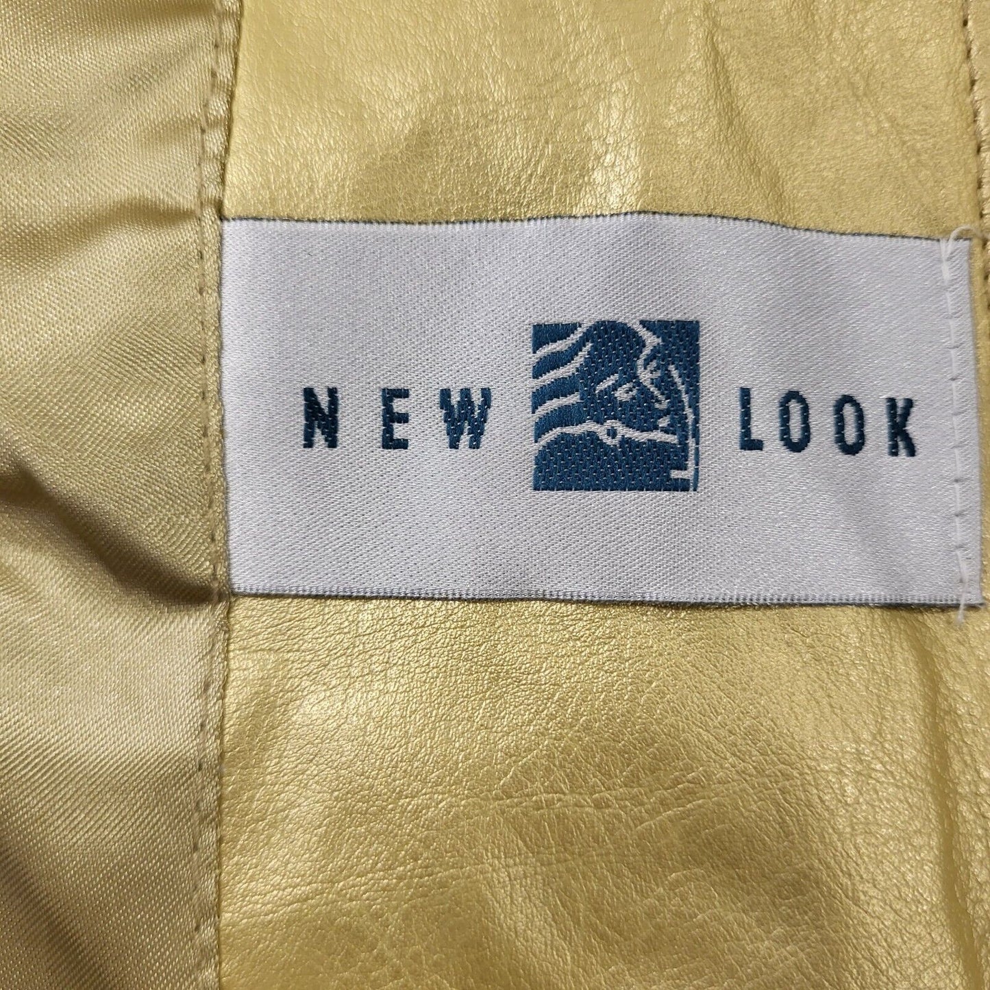 New Look Yellow Zipped Faux Leather Jacket UK Women's Small H710