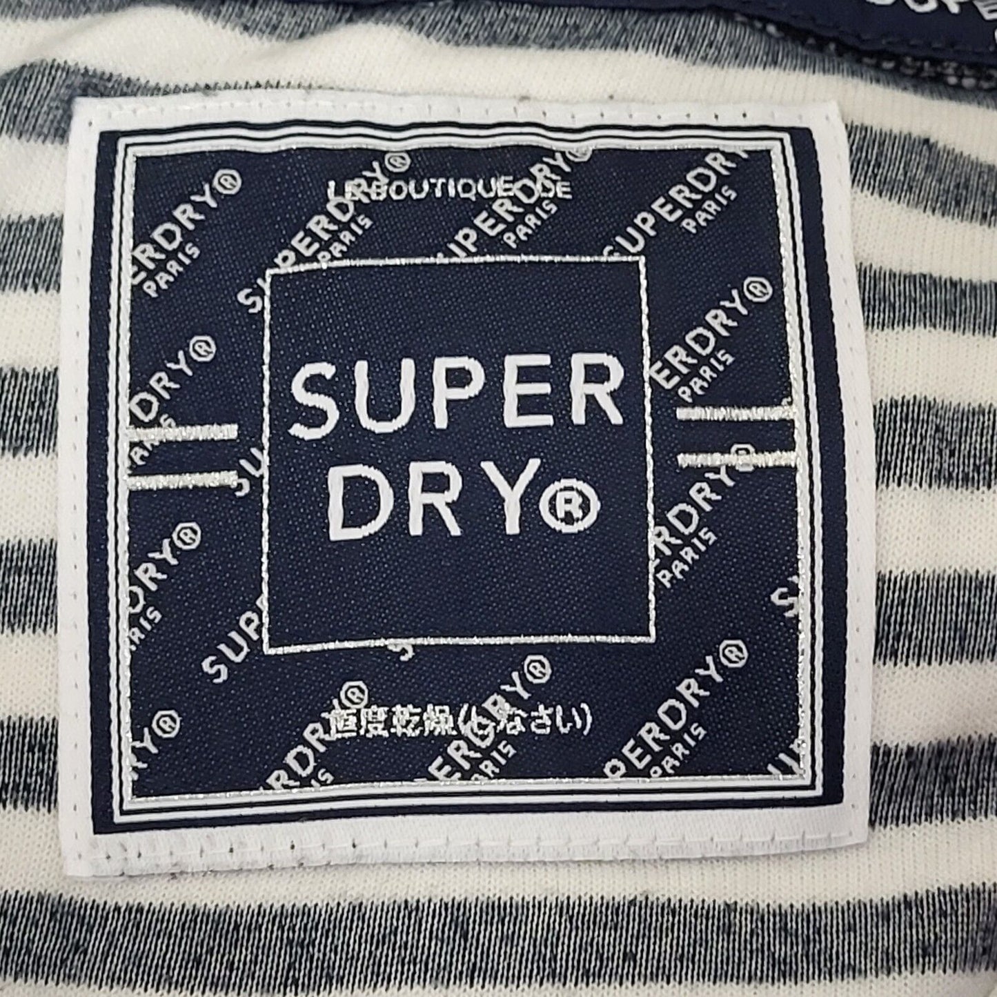 Superdry Hoodie Full Zip Blue White Striped Uk Women's Size 12 G418