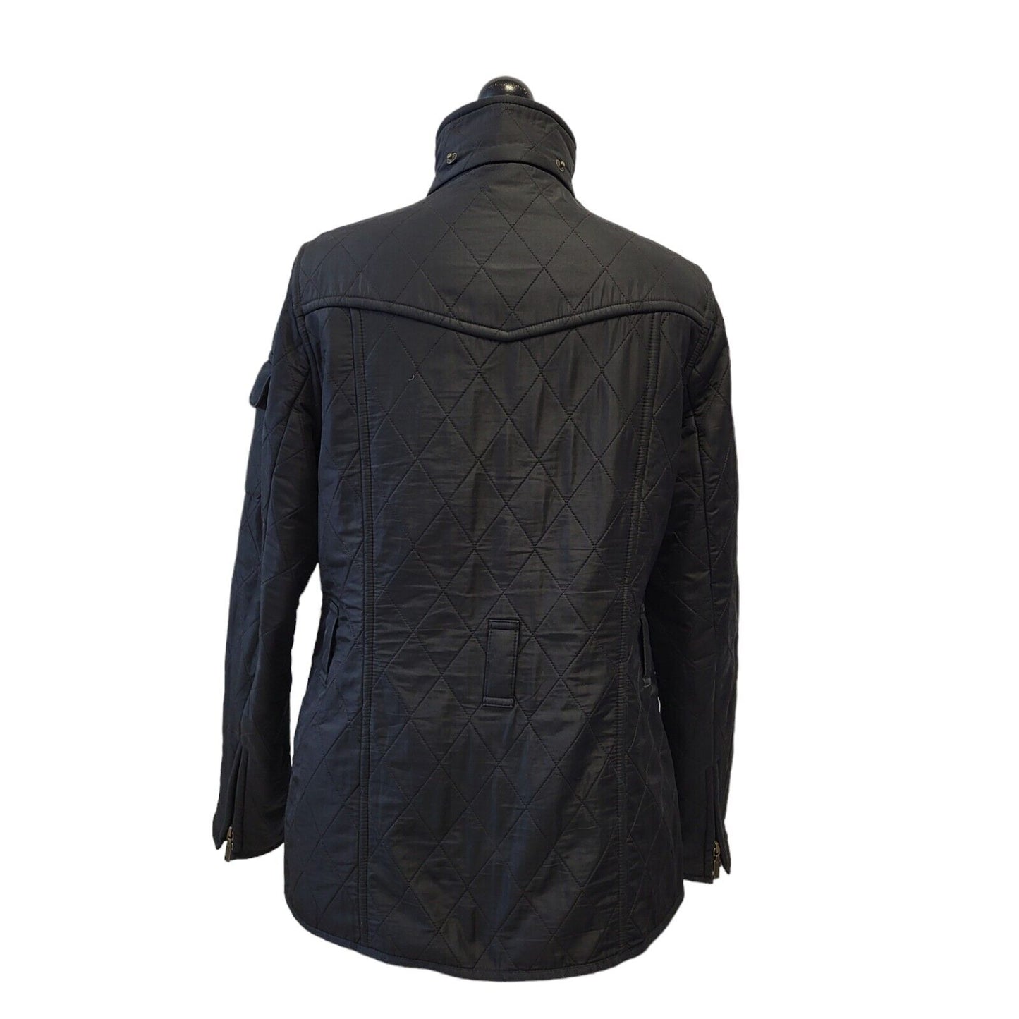 Barbour Viper Black Red Zip & Snap Quilted Jacket Uk Women's 12 G738