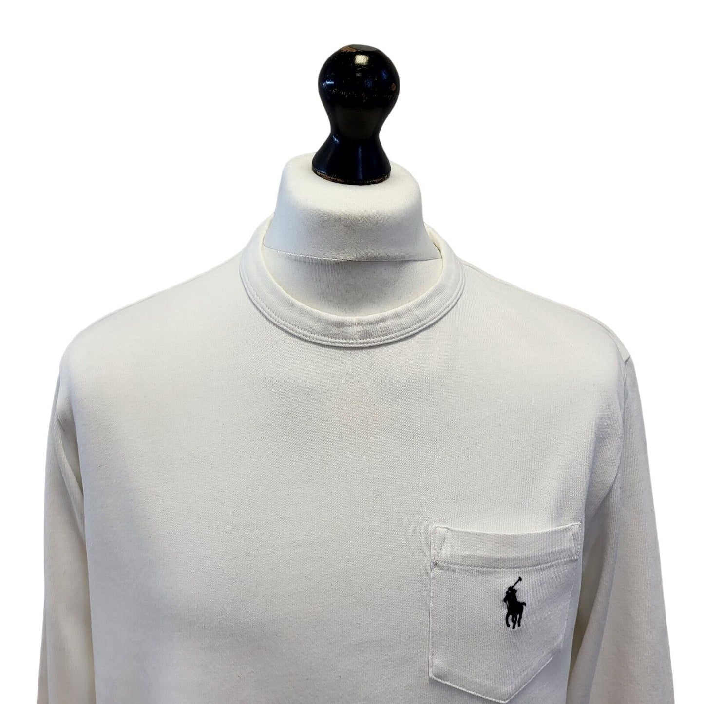 Polo Ralph Lauren White Long Sleeve Rund Neck Top Mens Uk L EU 54 G348