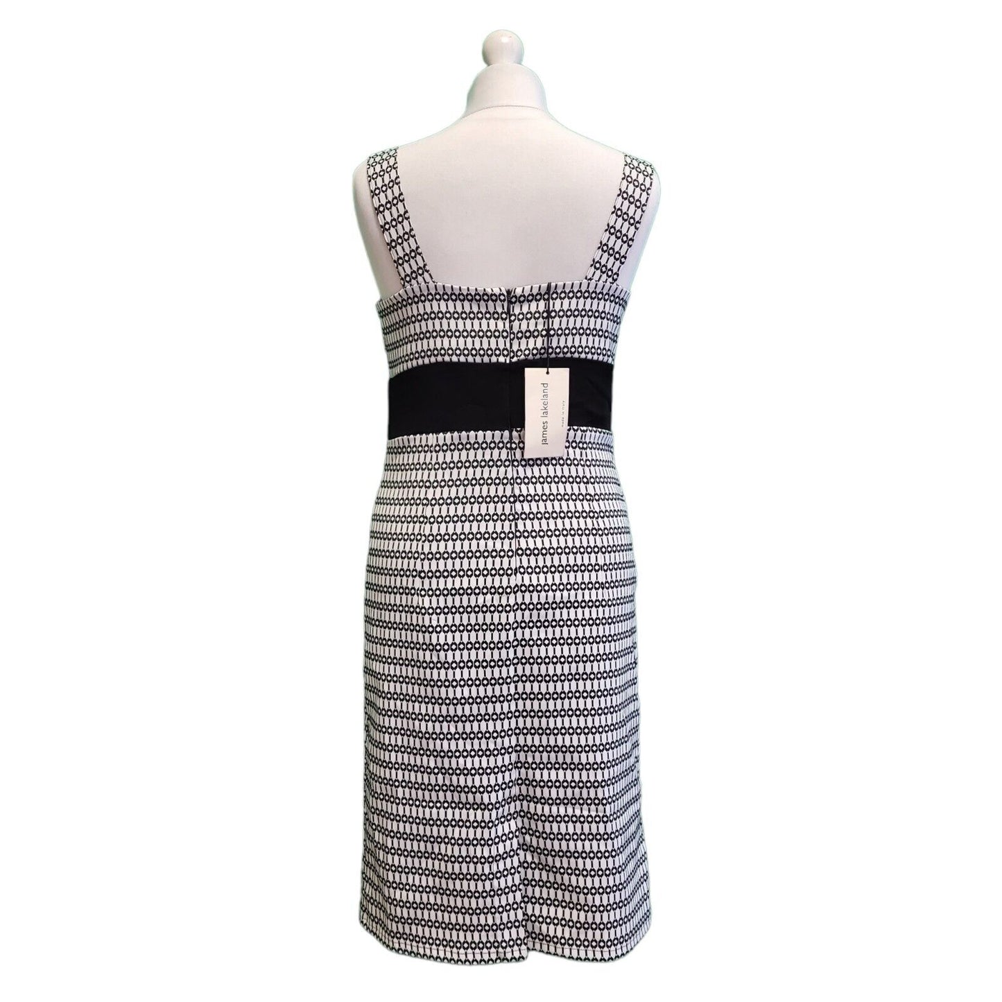 James Lakeland White Black Sleeveless Evening Dress Women's BNWT UK 12 G820