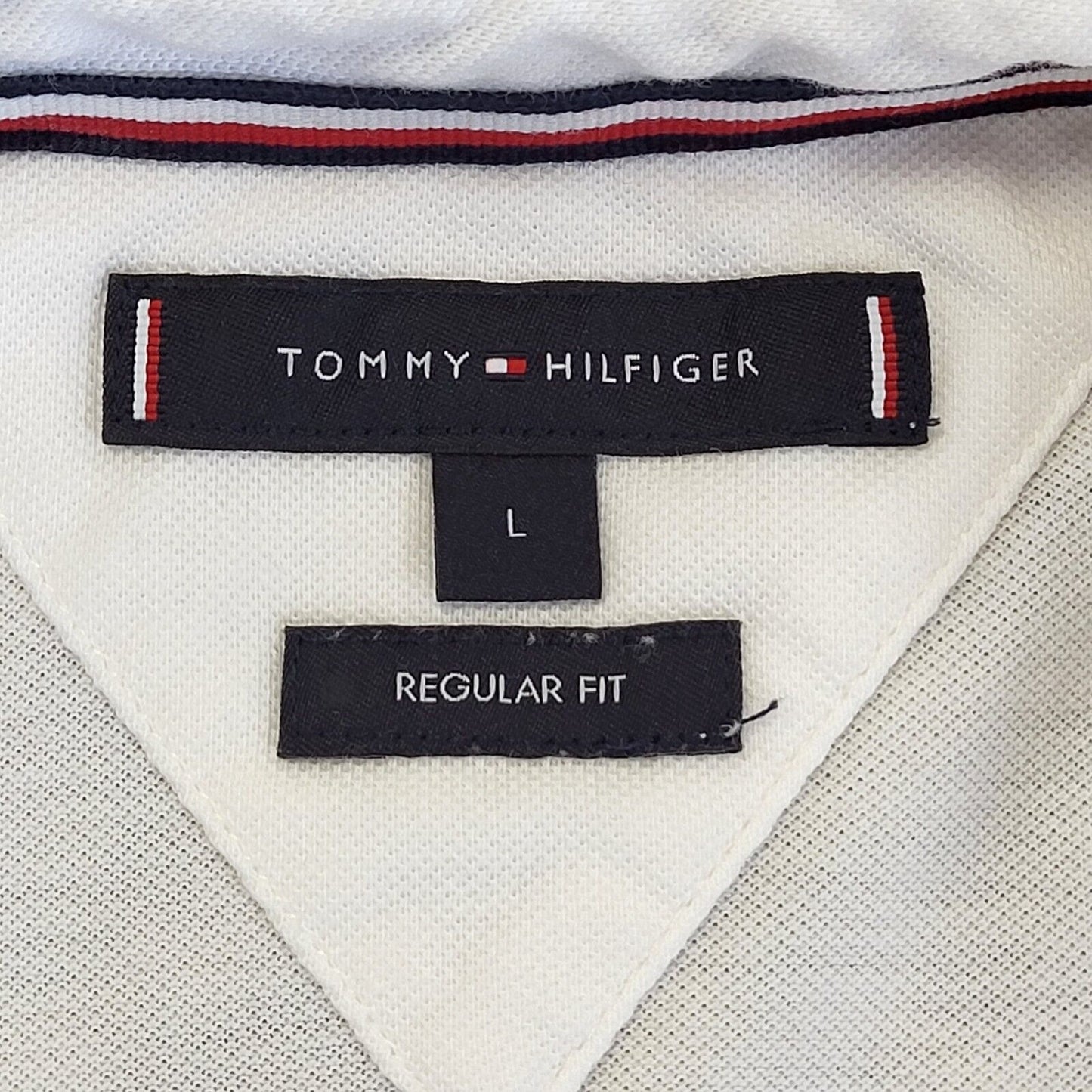 Tommy Hilfiger White Short Sleeve Polo Shirt Mens Uk L EU 54 G338