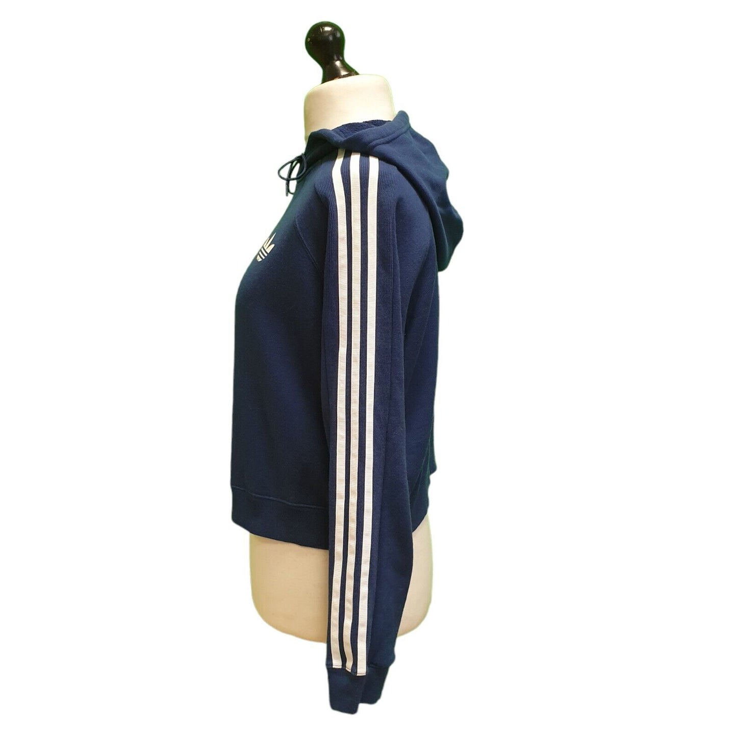 Adidas Navy Blue Drawstring Sweatshirt Hoodie Women's UK L 12 EU 40 H947