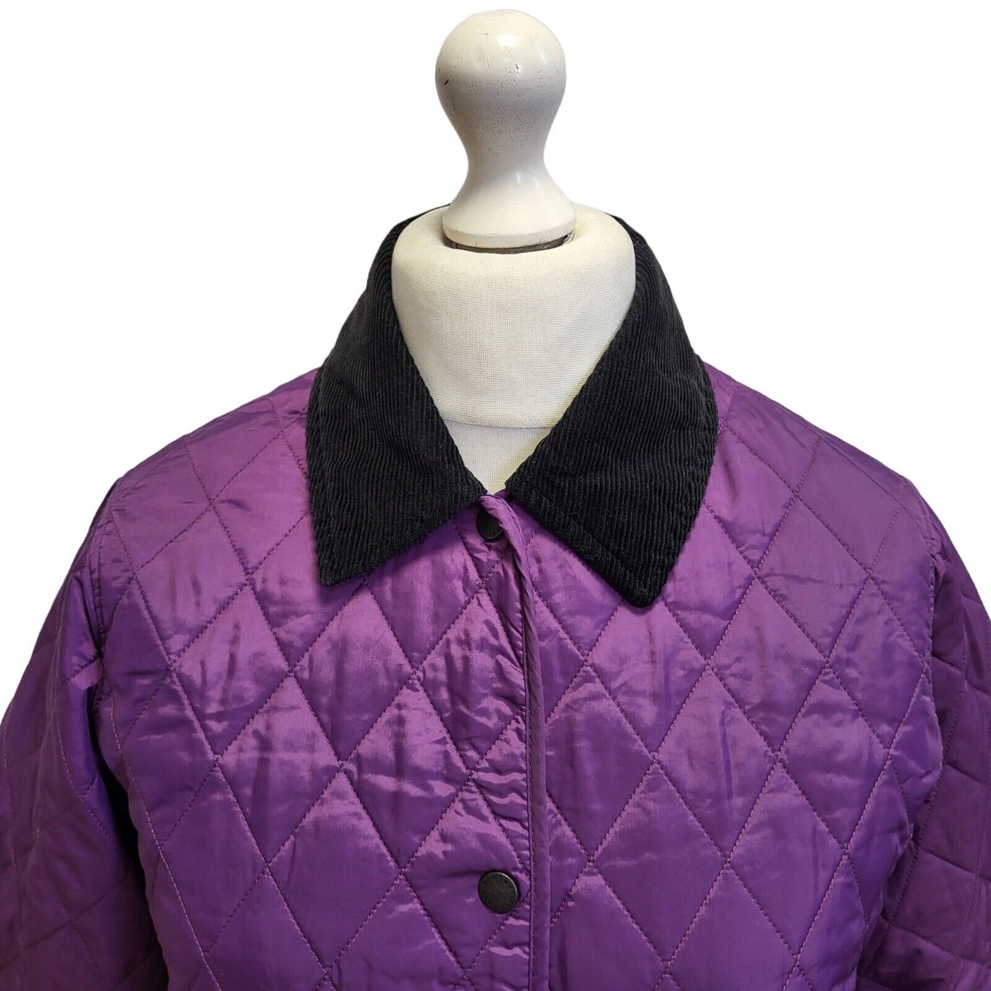 Barbour Liddesdale Purple Snap Fasten Quilted Jacket Uk Women's 12 Eu 40 G18
