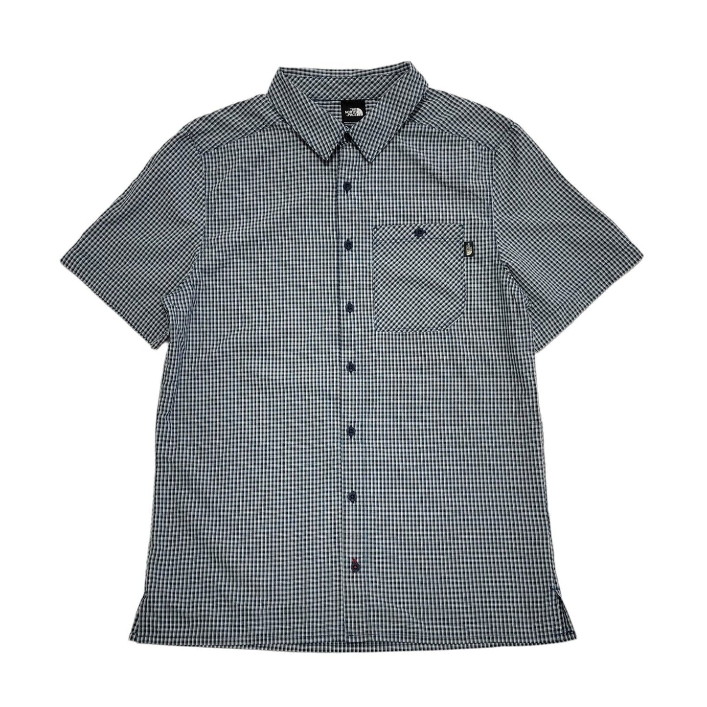 The North Face Blue White Check S/Sleeve Collared Shirt Men's UK M eu 50 H379