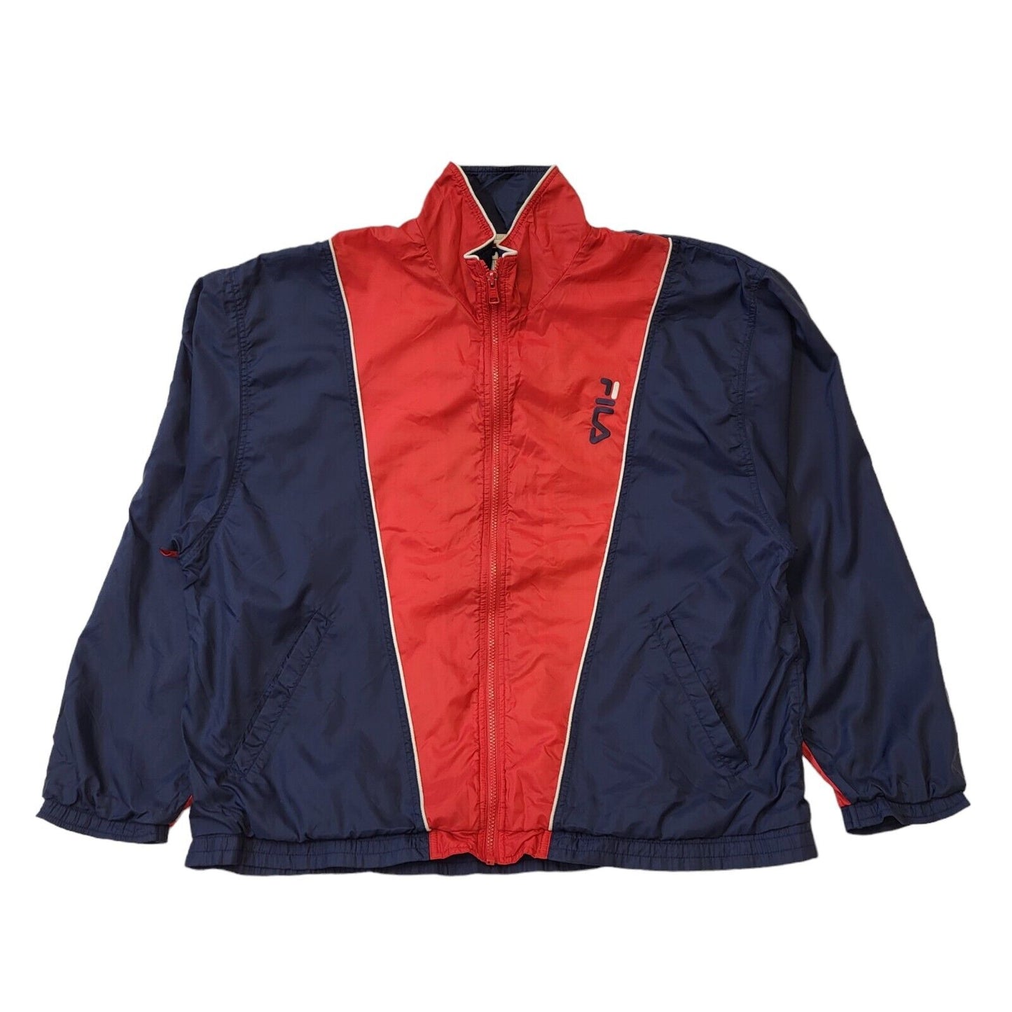 Fila Navy Blue Red Long Sleeve Sport Tracksuit Windbreaker Jacket Men's XL H182