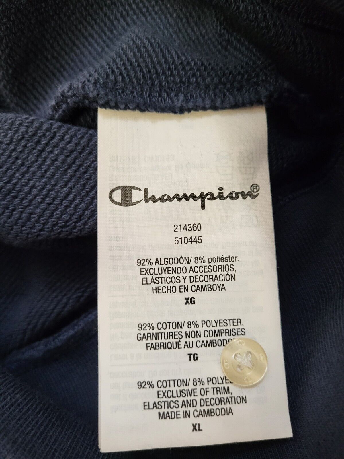 Champion Navy 1/4 Button Long Sleeve Sweatshirt Men's Uk XL Eu 56 G858