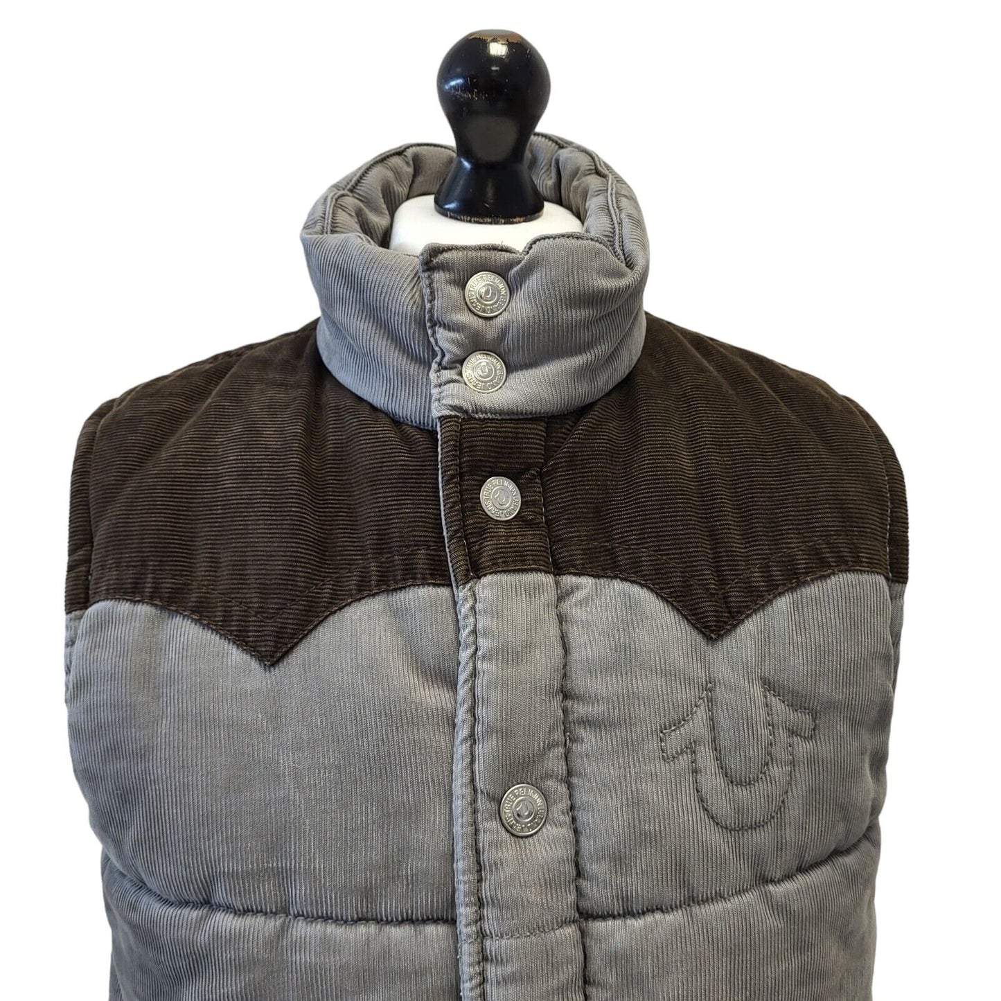 True Religion Sleeveless Gilet Body Warmer Grey Uk Men's Large G576