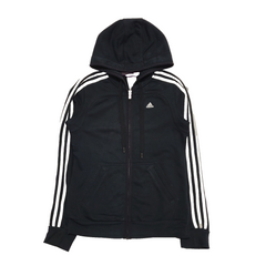Adidas Black Drawstring Zip L/Sleeve Sweatshirt Hoodie uk Women's XS H794