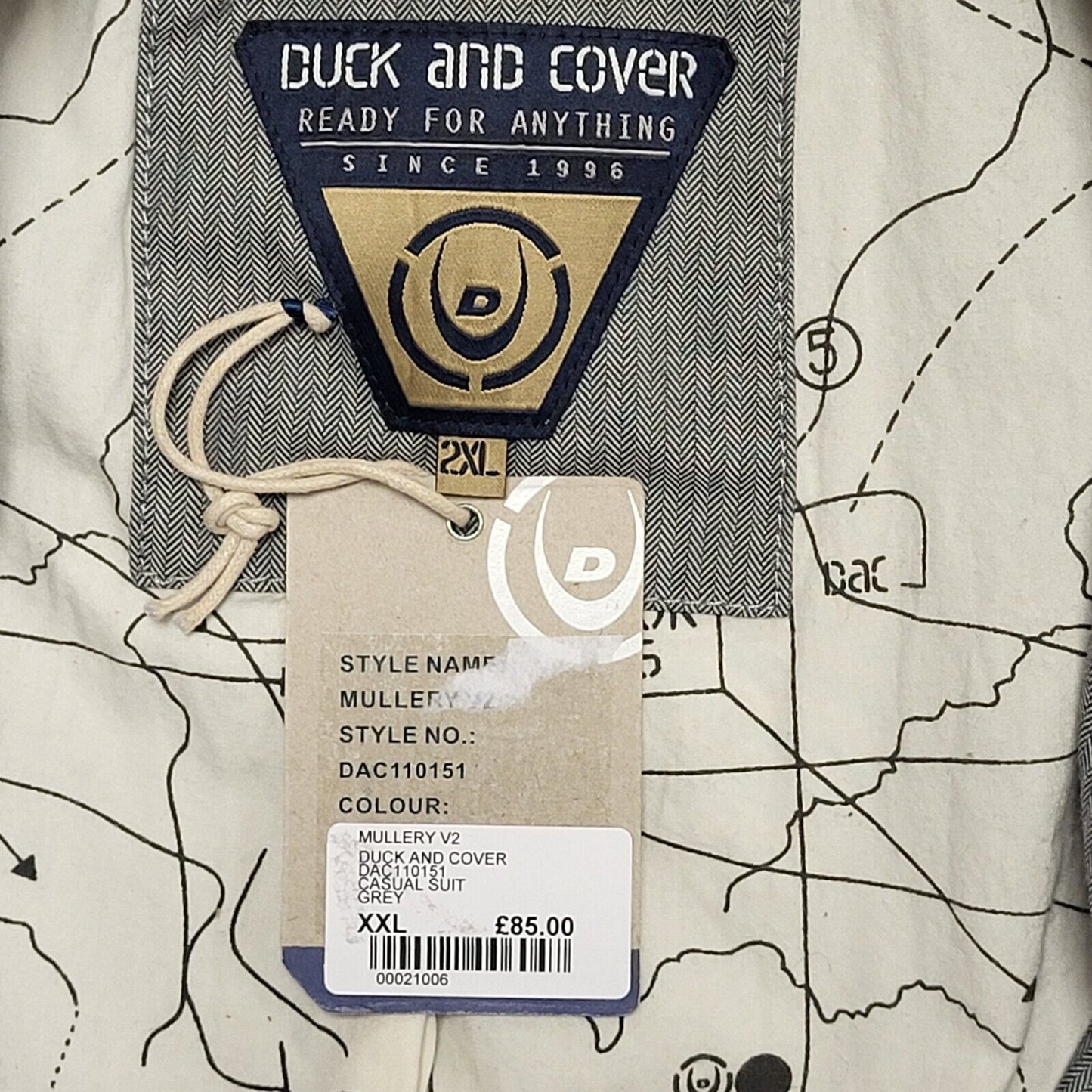 Duck & Cover Grey Cotton Suit Blazer Jacket Uk Men's 2XL 44" Bnwt BB307
