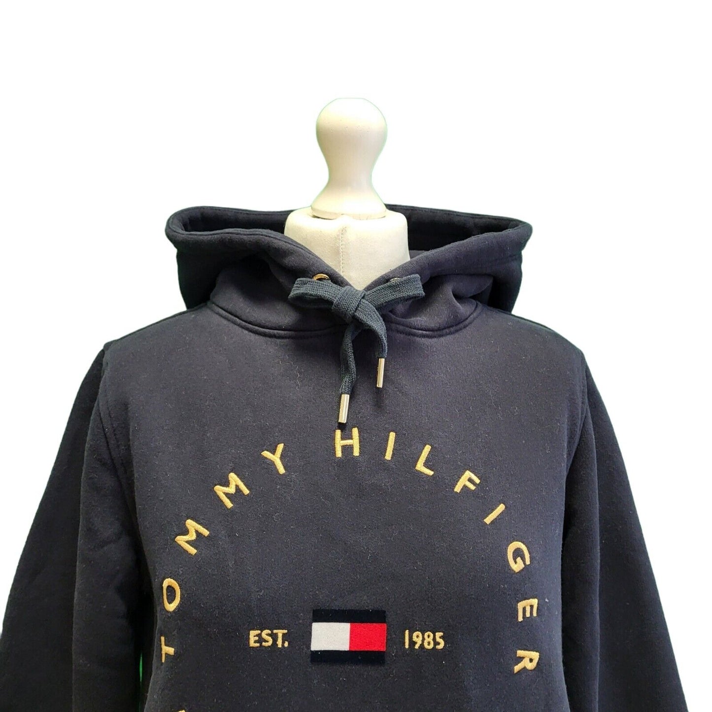 Tommy Hilfiger Navy Drawstring Long Baggy Sweatshirt Hoodie Women's UK XXS H140