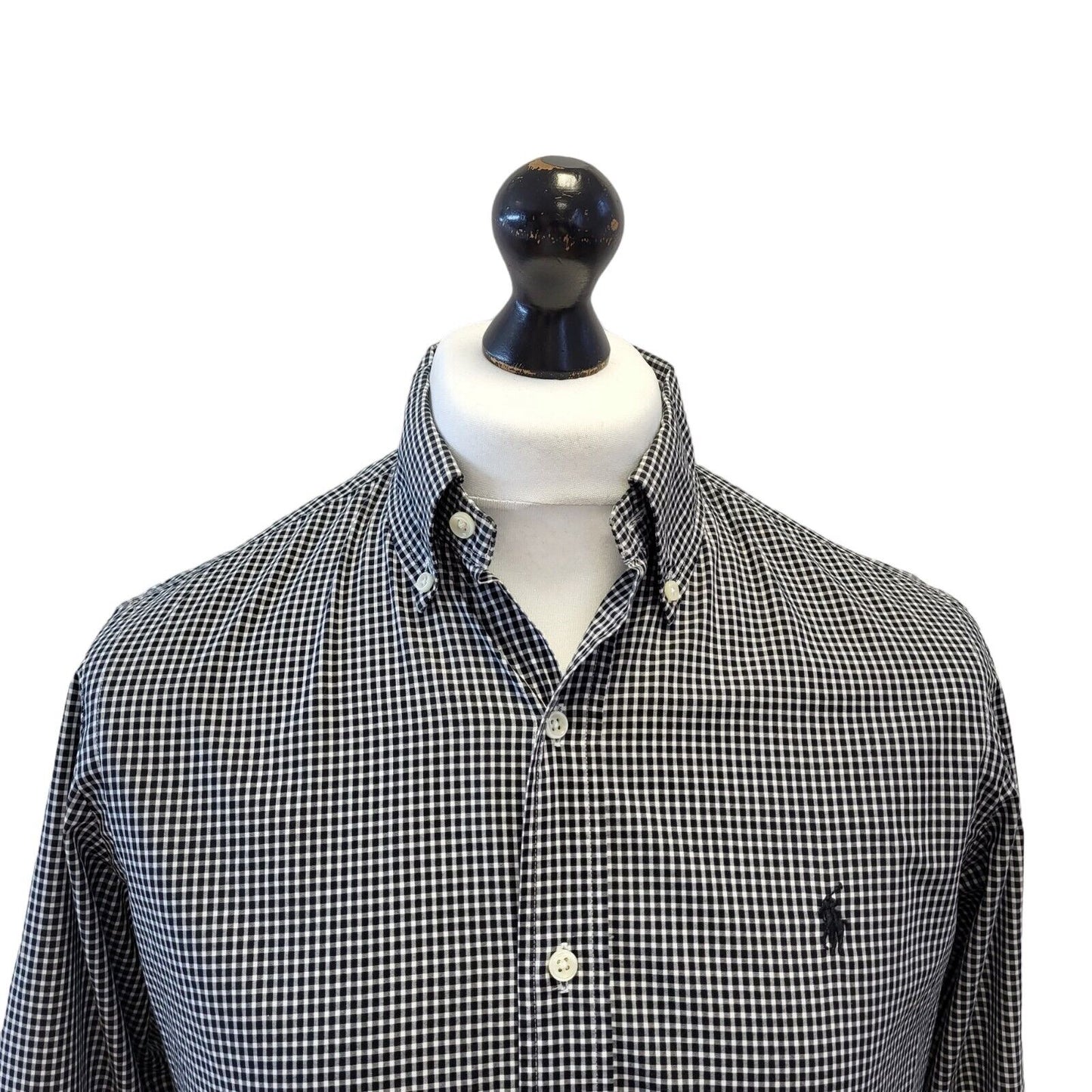 Polo Ralph Lauren Black White Check Long Sleeve Shirt Uk Men's S Eu 46 G288