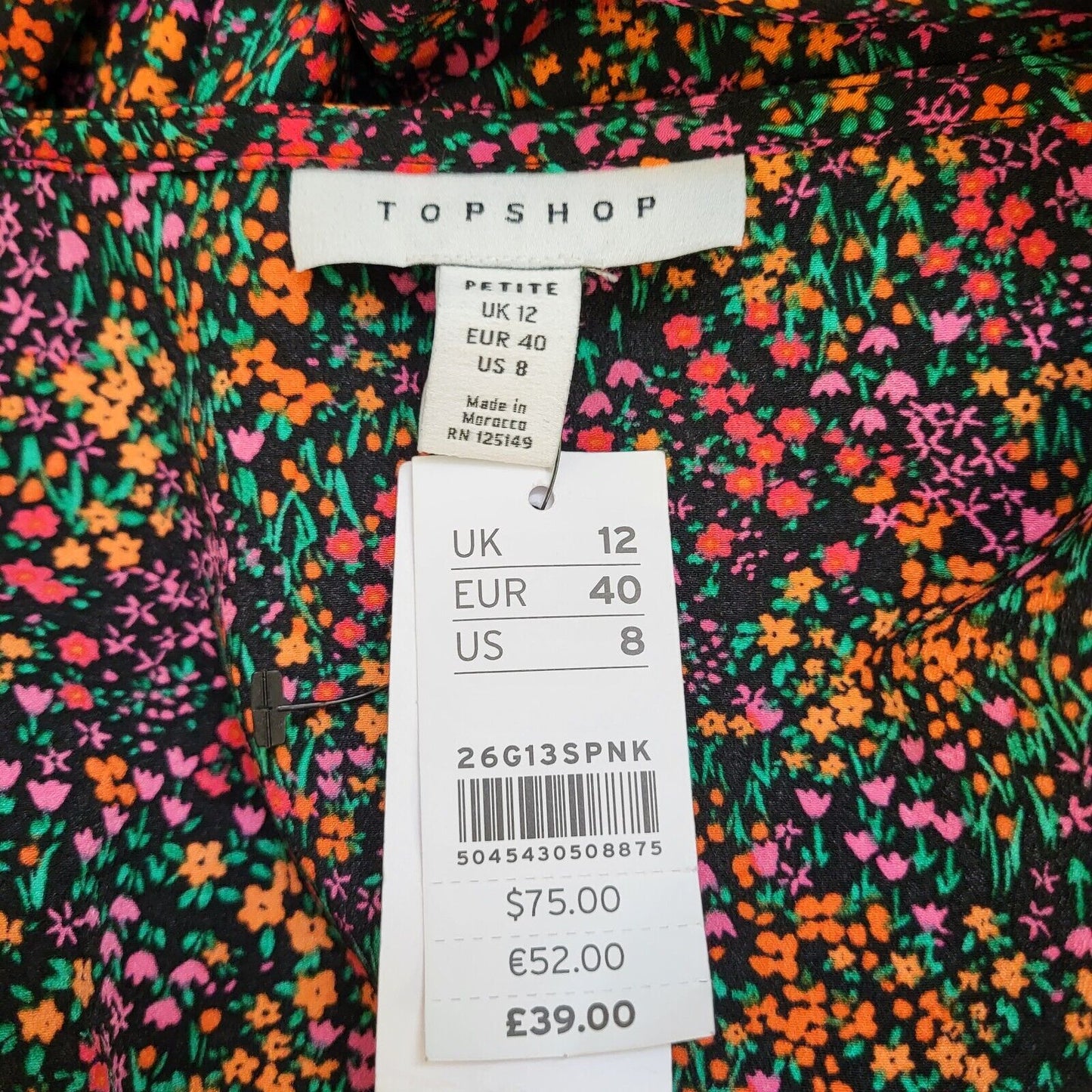 Topshop Pink Purple Floral Print Summer Dress Uk Women's 12 Eu 40 Bnwt G107