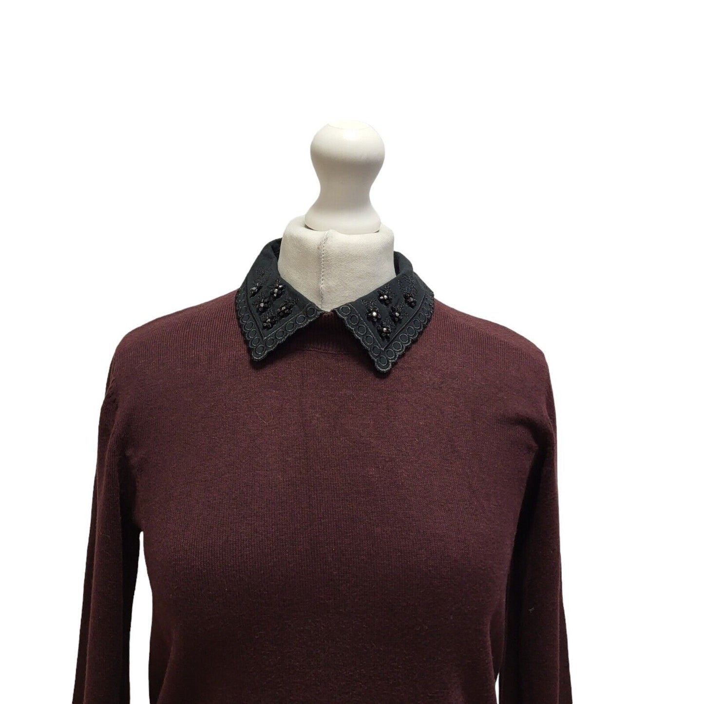 Oasis Burgundy Long Sleeve Shift Dress UK Women's 8 Bnwt BB360