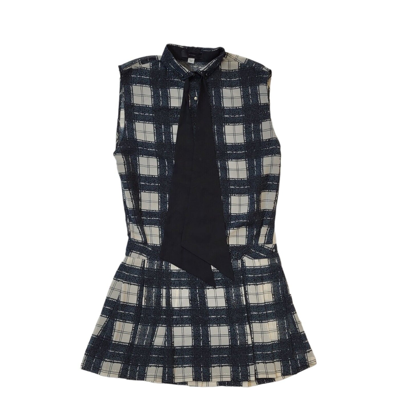 Diesel Black White Check Pinafore Smart Casual Dress UK S G906