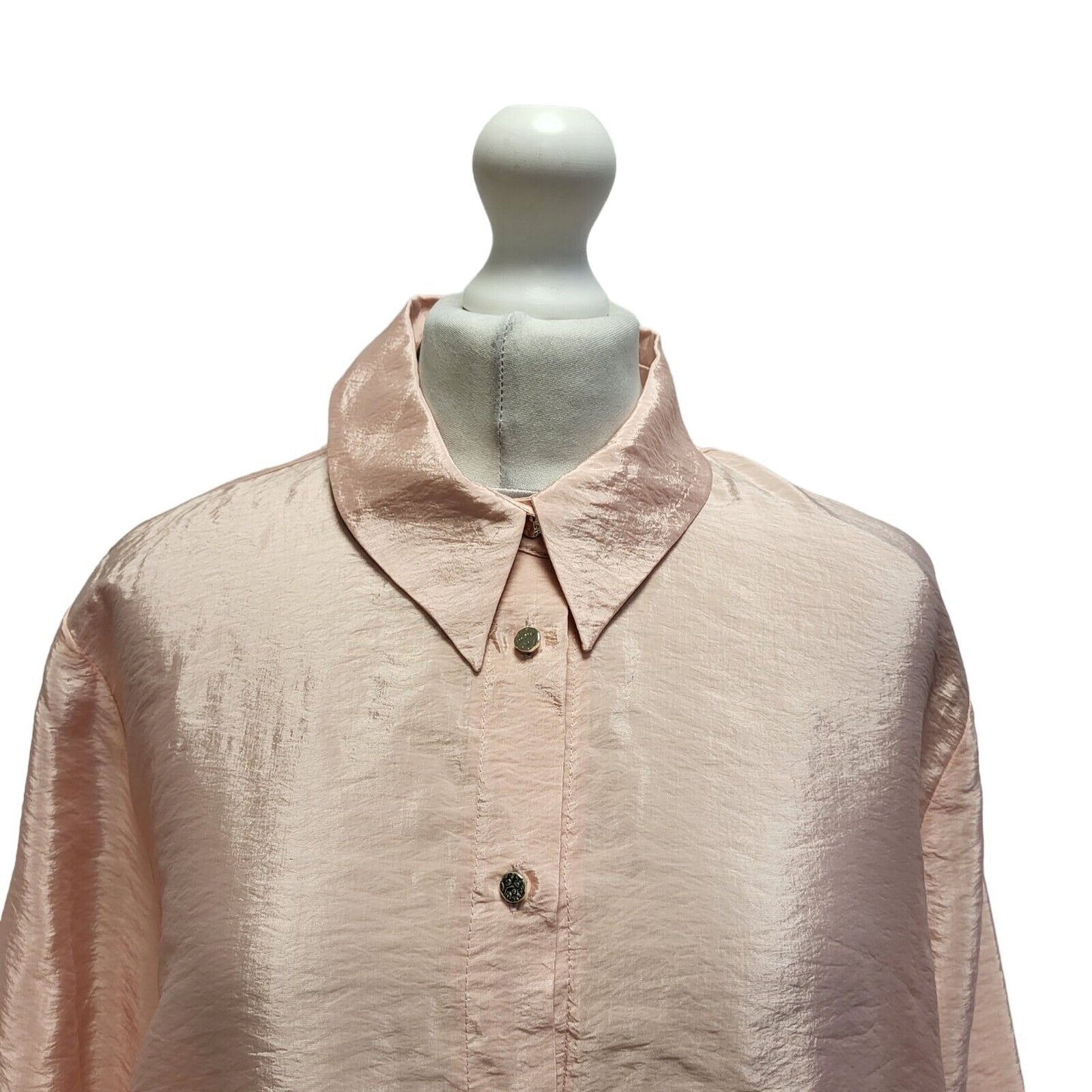 River Island Pink Nylon Long Sleeve Shirt Uk Women's Size 14 Bnwt BB393