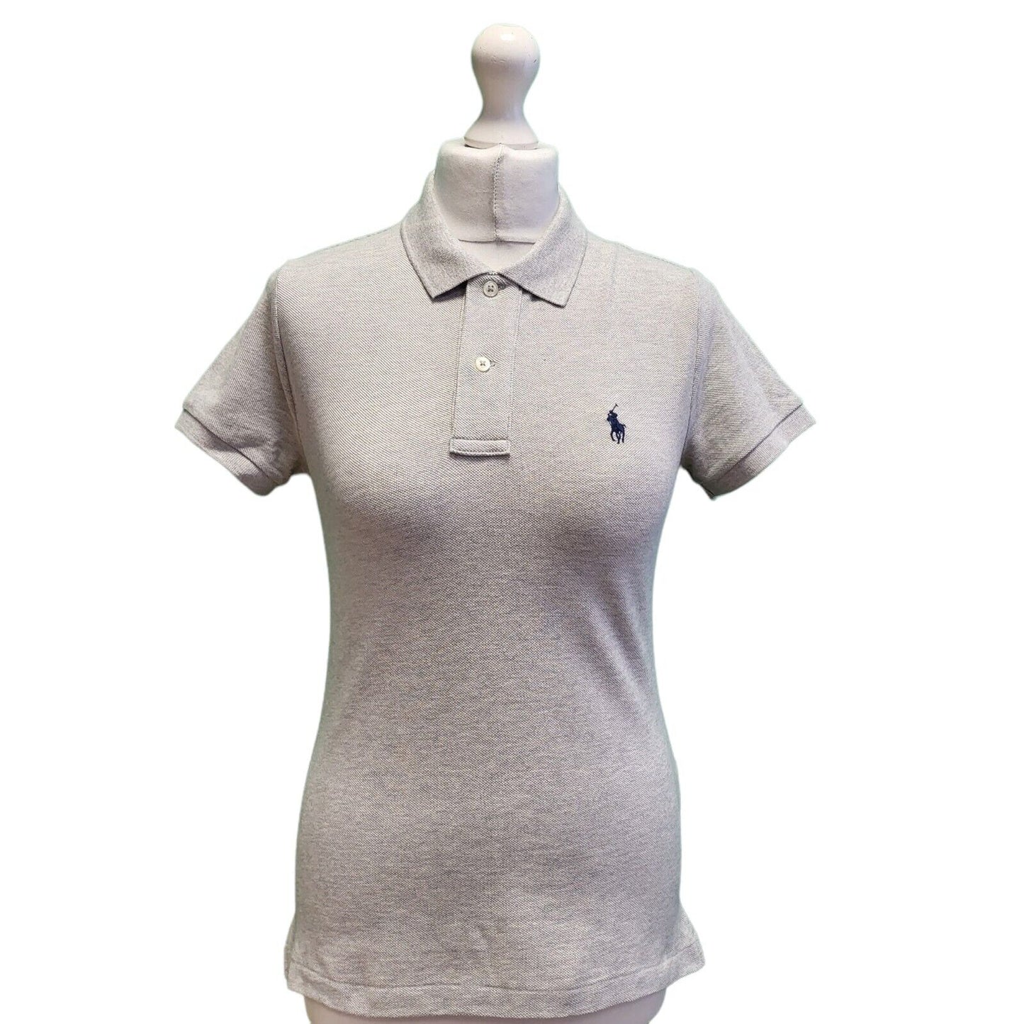 Polo Ralph Lauren Grey Skinny Fit Short Sleeve Polo Shirt Women's Uk S 8 H129