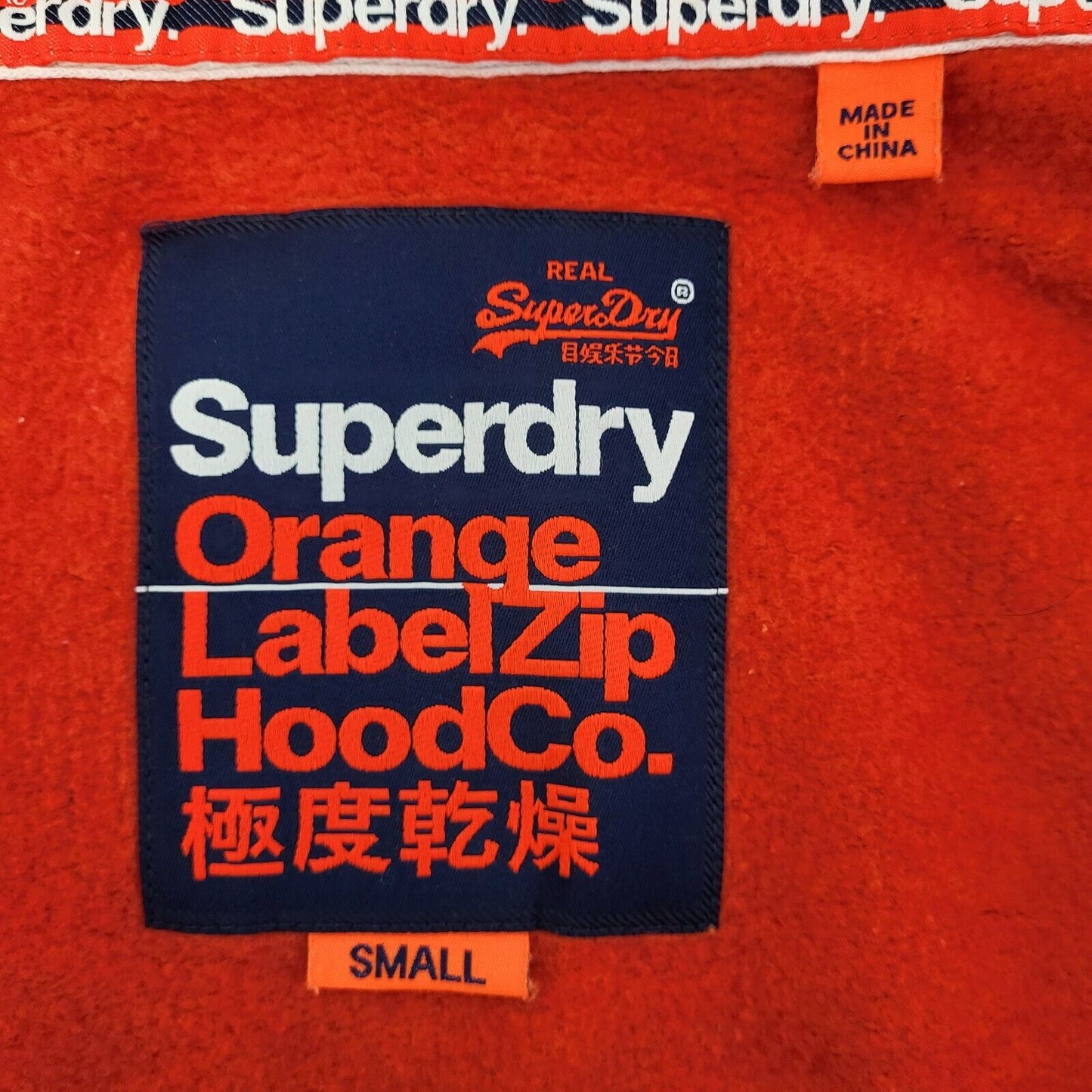 Superdry Orange Drawstring Zipped Sweatshirt Hoodie Uk Men's Small G477