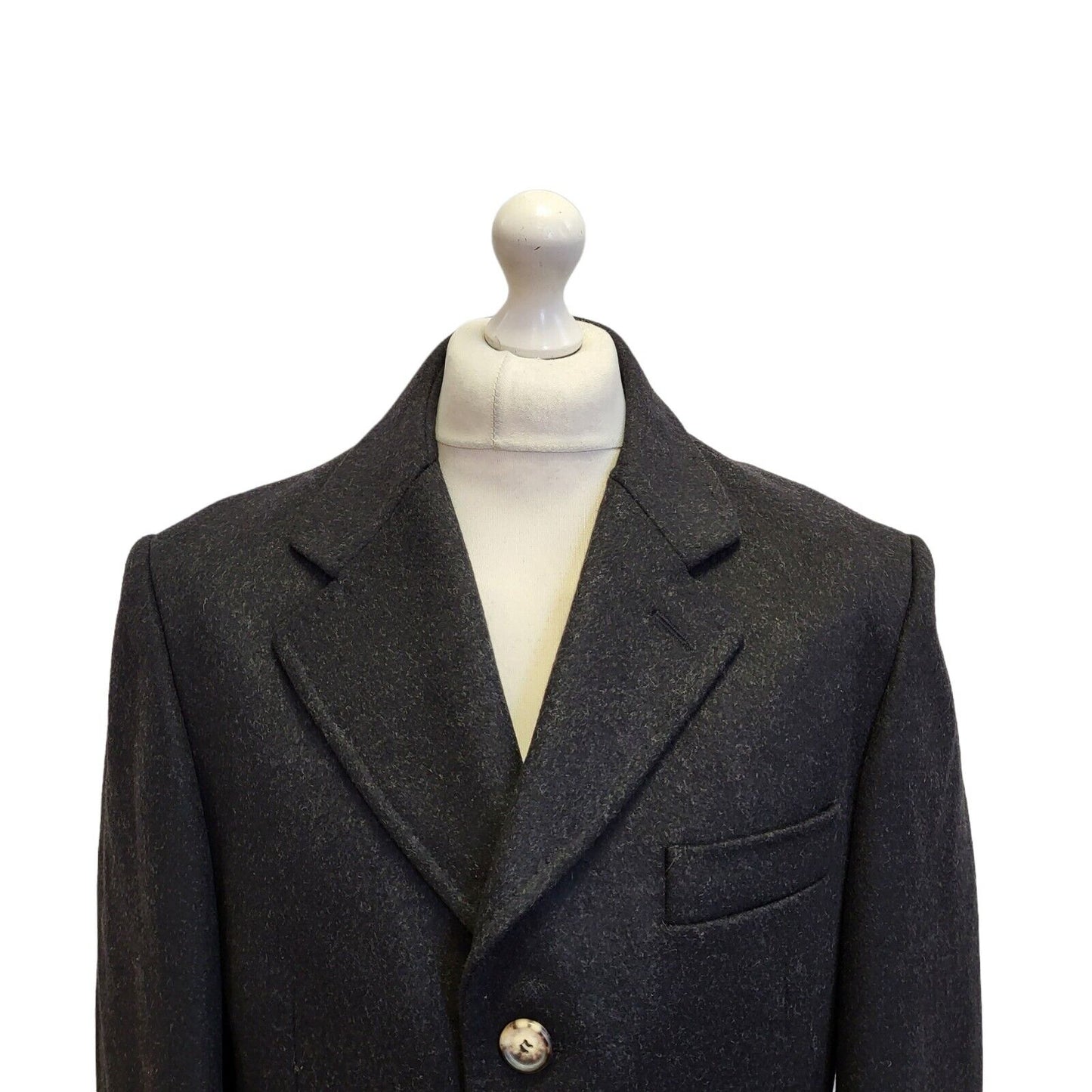 Fradi Dark Grey Black Button-Up Overcoat Uk Men's L Eu 54 G34