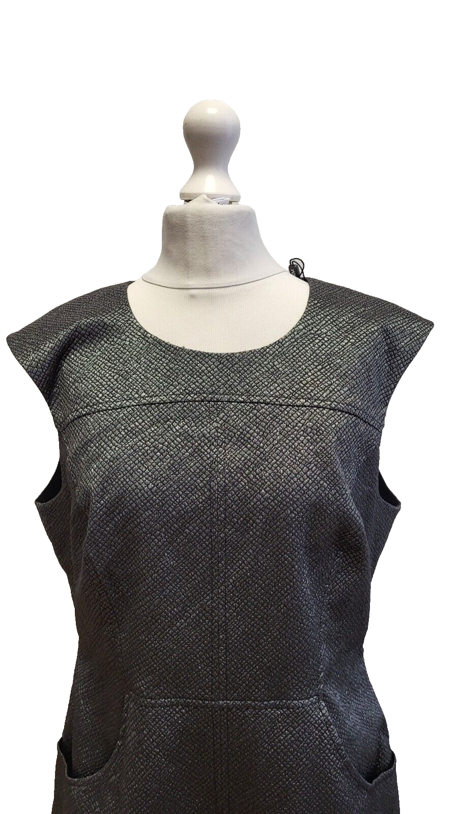 Karen Millen Grey Metallic Evening Formal A-line Dress Women's XL 14 G807