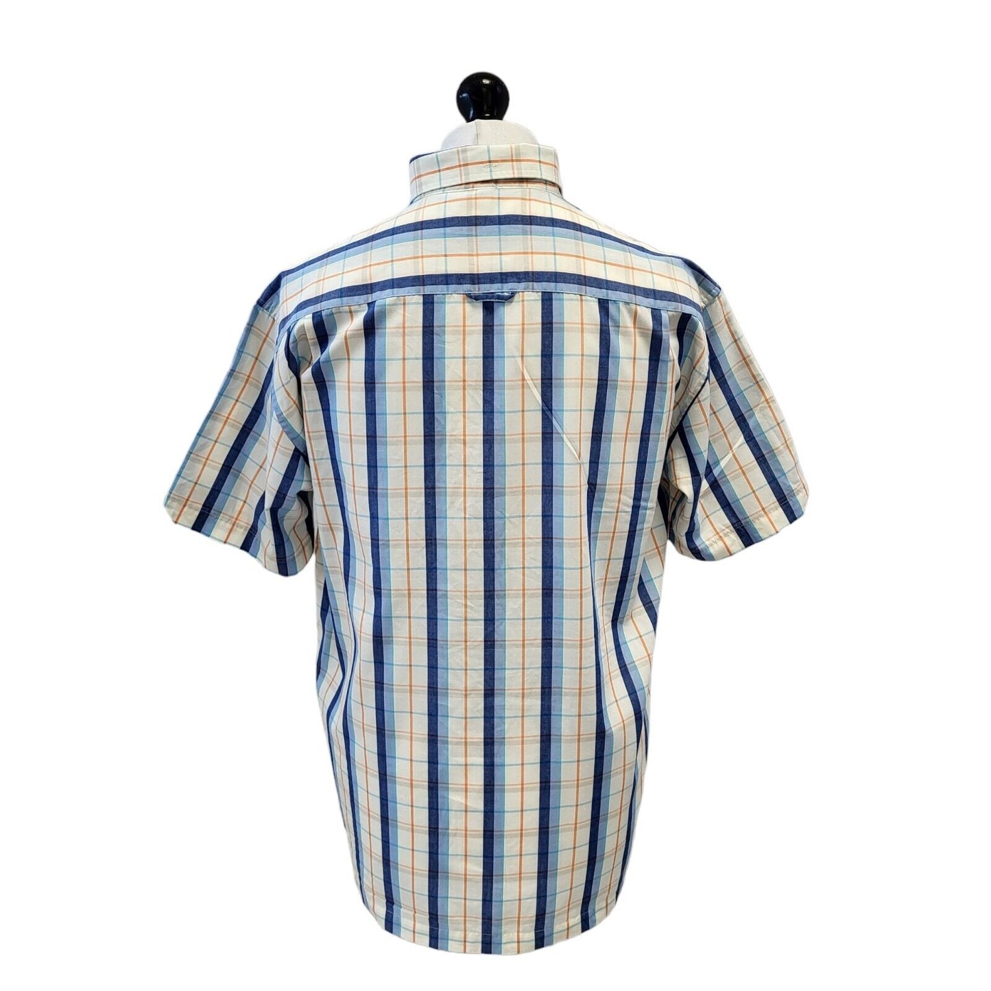 Ben Sherman Blue Cream Check Short Sleeve Shirt Uk Men's Large G601