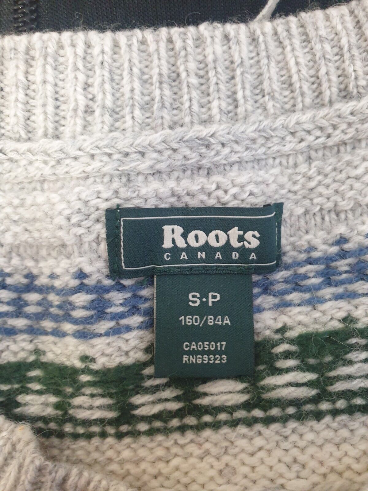 Roots Grey Geometric Round Neck Wool Blend Jumper Women's Uk S 8 H282