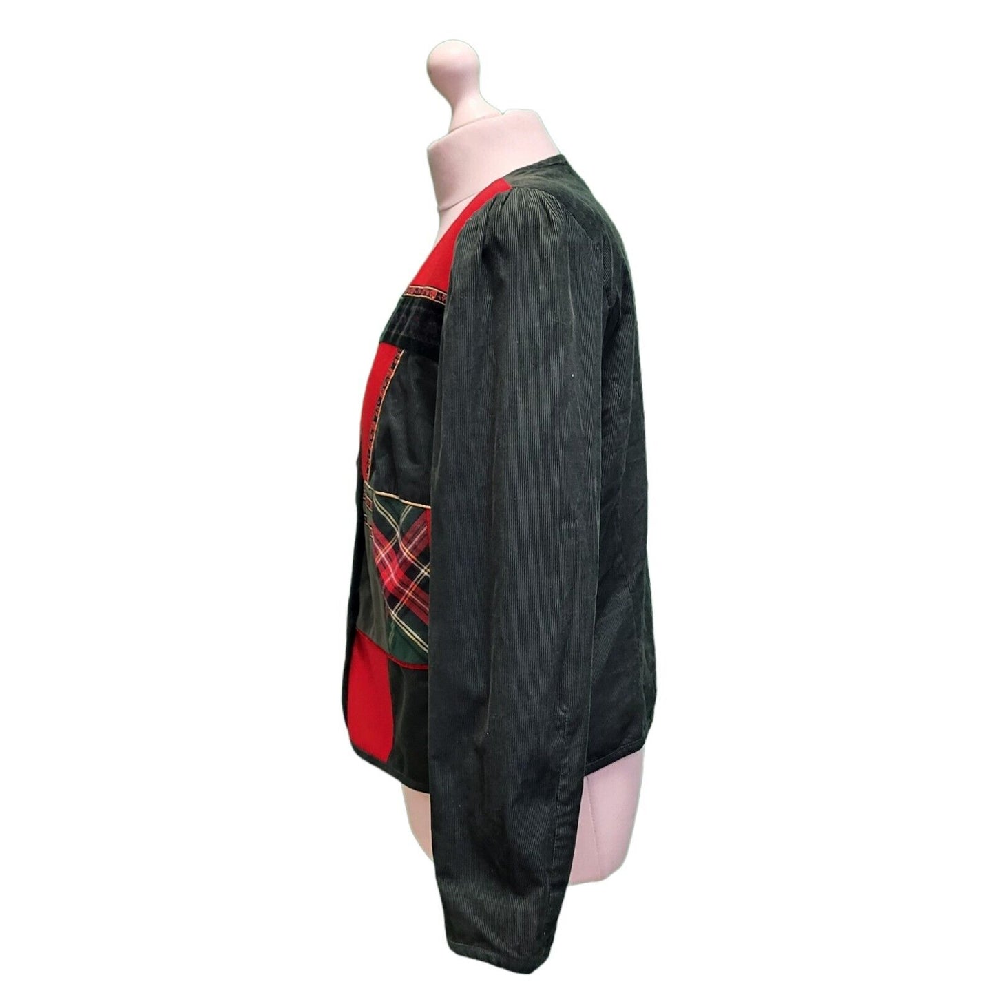 Vintage 70s Red Green Tartan Xmas Short Jacket Women's UK XL 14-16 G789