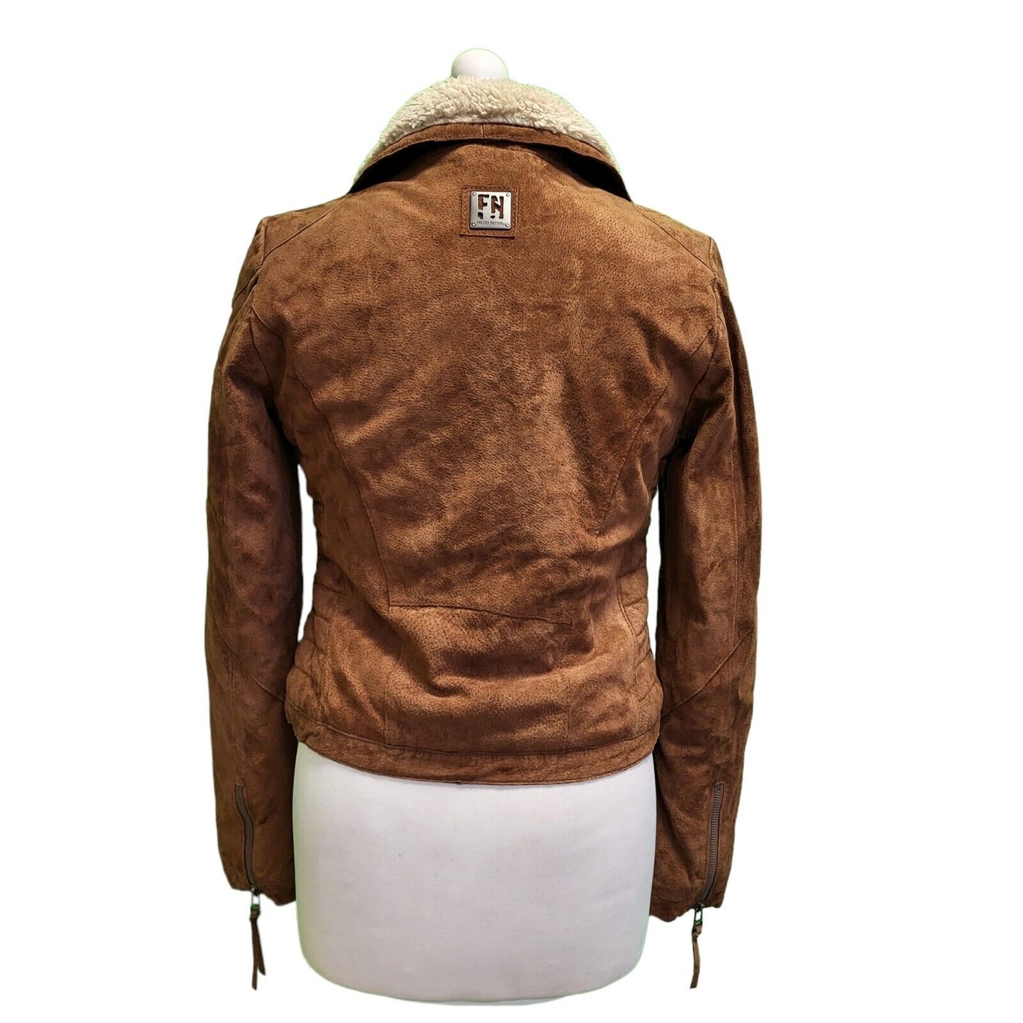 Freaky Hation Brown Zipped Faux Fur Jacket UK Women's Small H730
