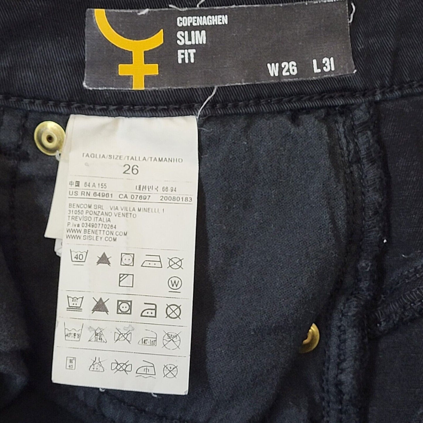 Sisley Black Skinny Slim Fit Denim Jeans UK Women's Small W26 L29 G529