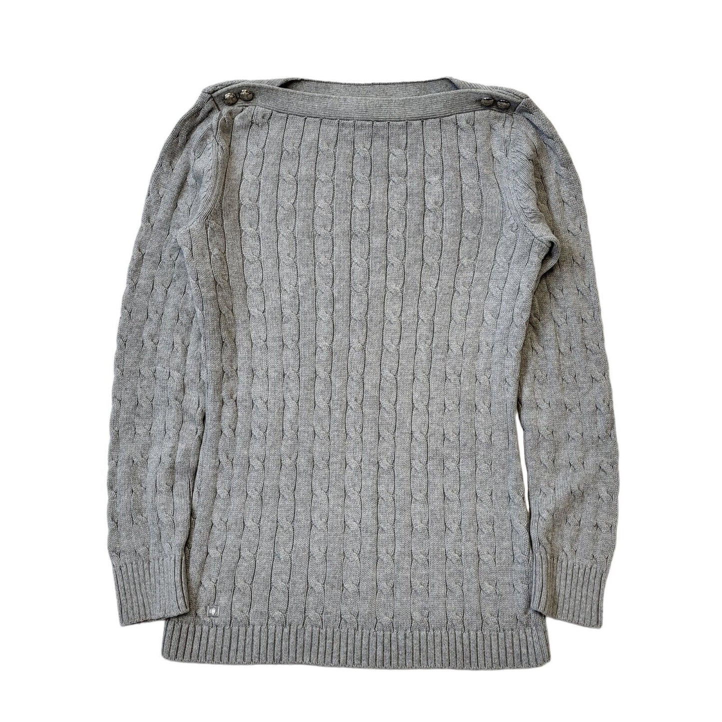 Polo Ralph Lauren Jumper Grey Cable Knit Uk Women's Size M G421
